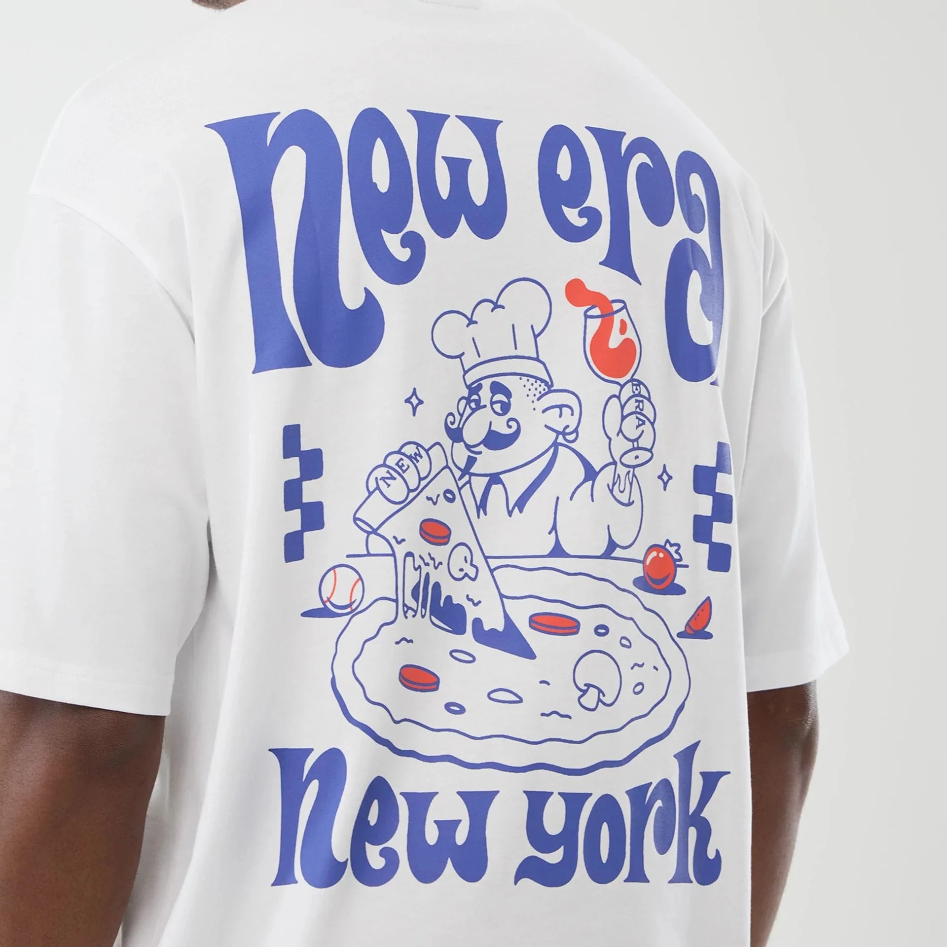 New Era Fun Pizza Graphic White Oversized T-Shirt - Image 4