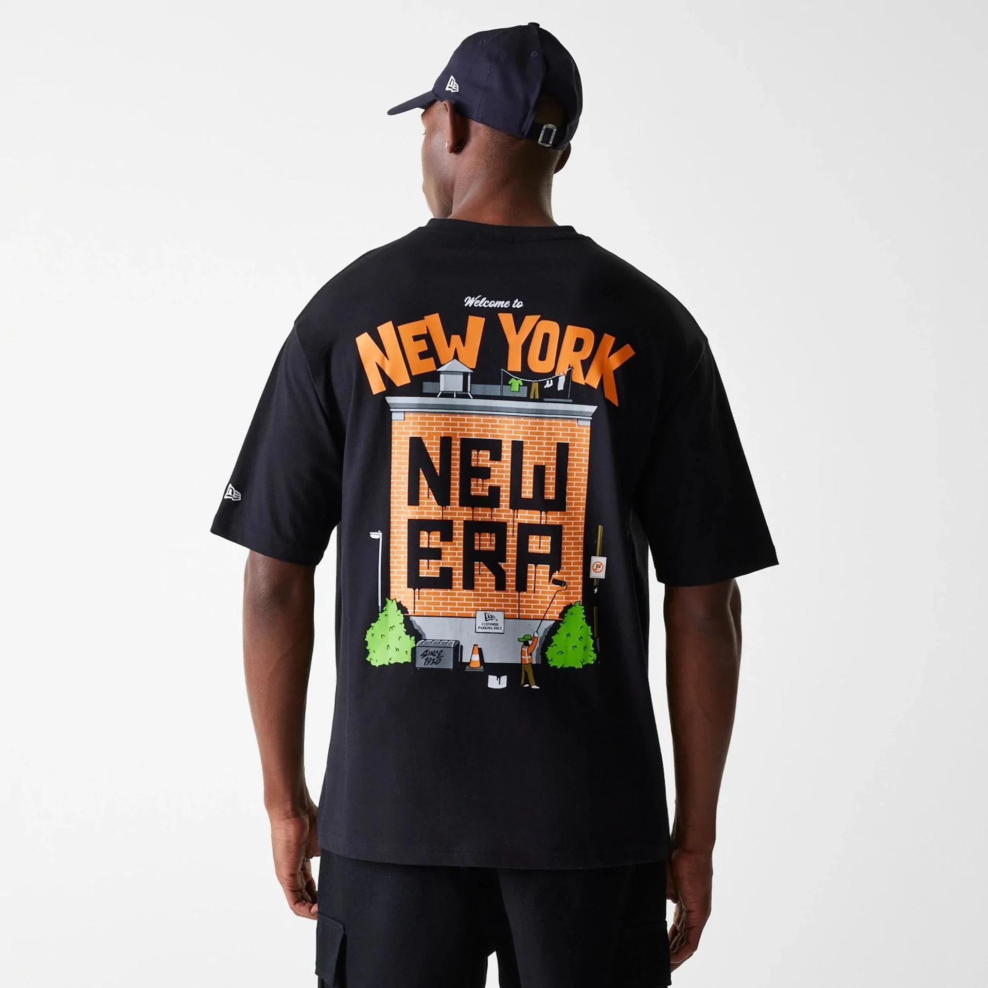 New Era Graffiti Graphic Black Oversized T-Shirt - Image 2