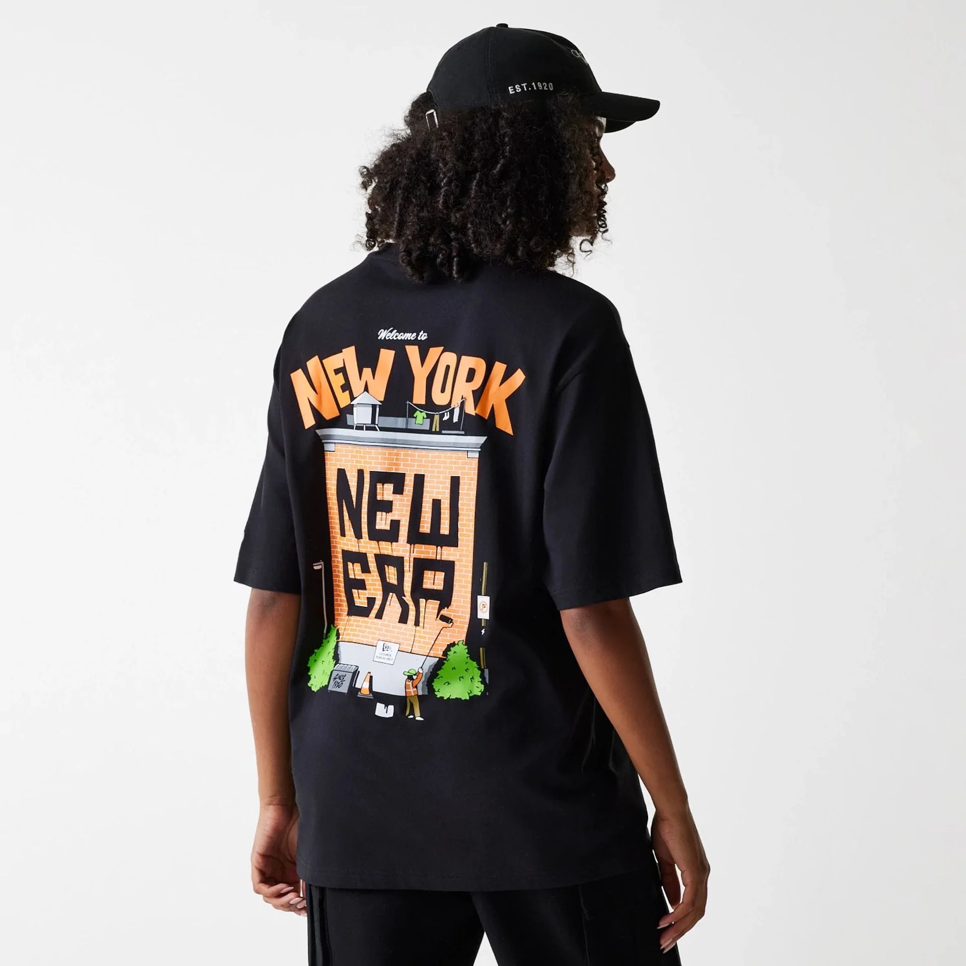 New Era Graffiti Graphic Black Oversized T-Shirt - Image 4