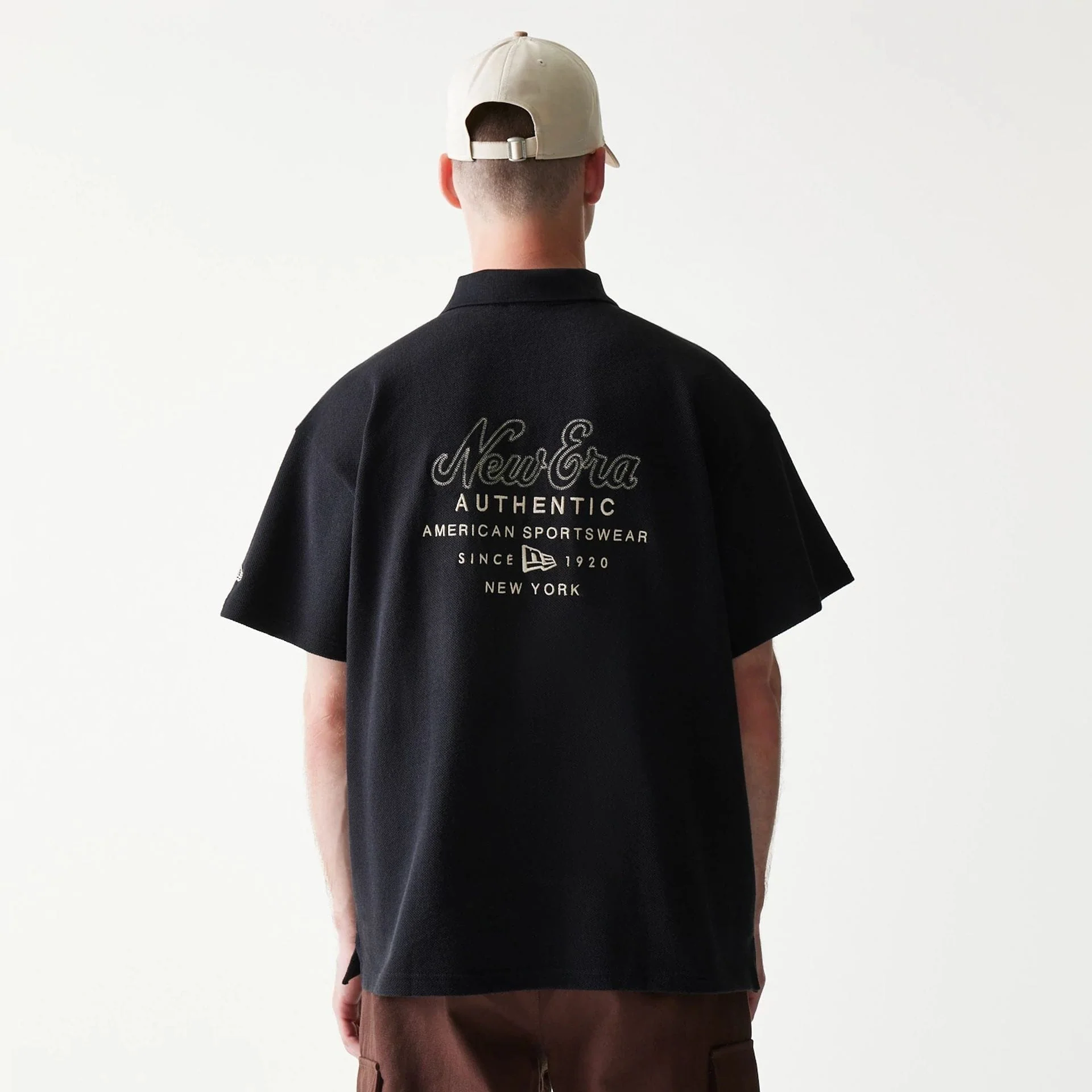 New Era Graphic Black Polo T-Shirt - Image 2