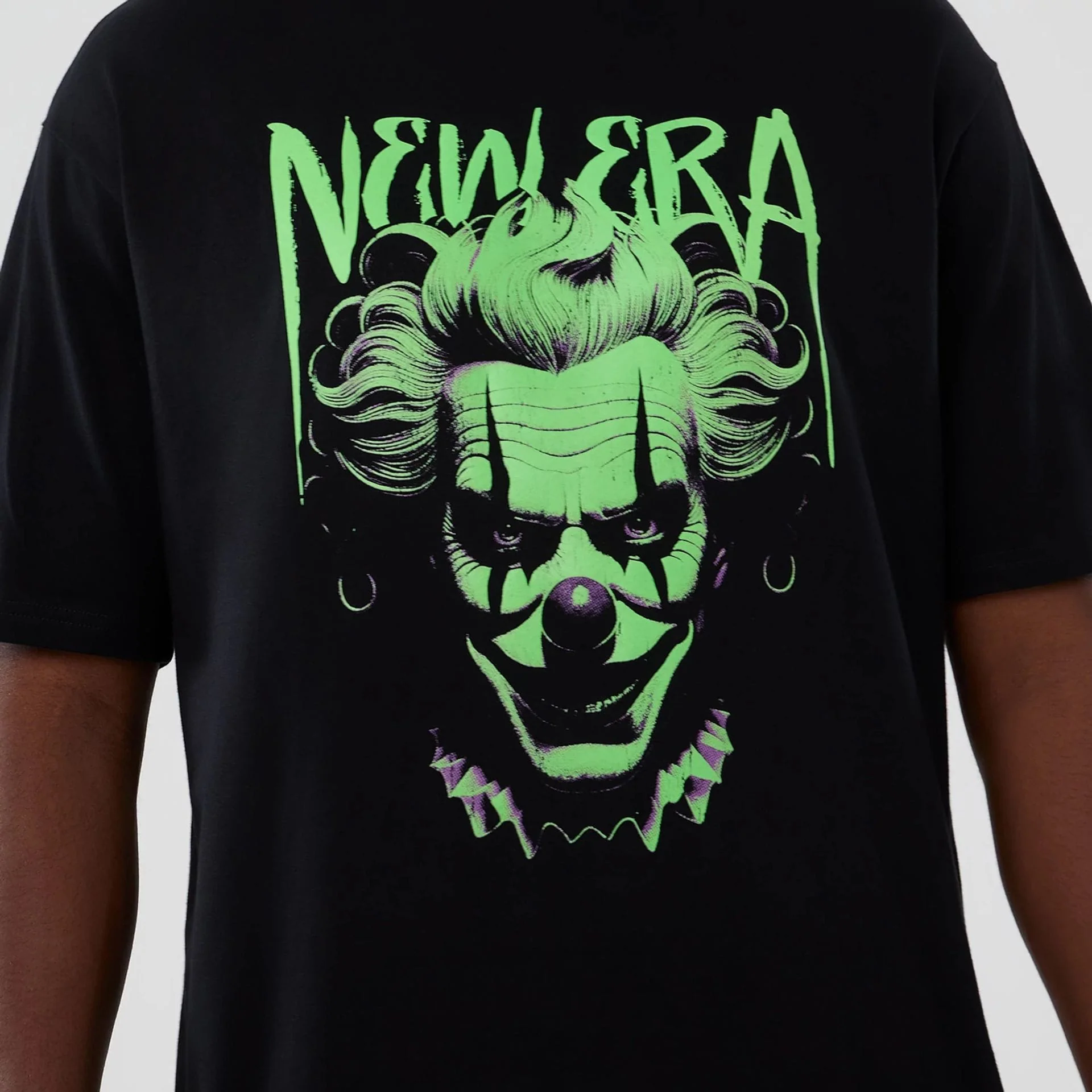 New Era Halloween Clown Graphic Black Oversized T-Shirt - Image 3