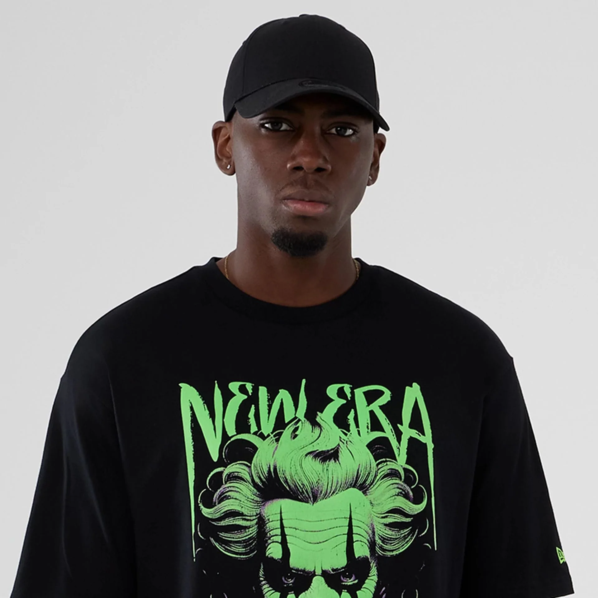 New Era Halloween Clown Graphic Black Oversized T-Shirt - Image 6
