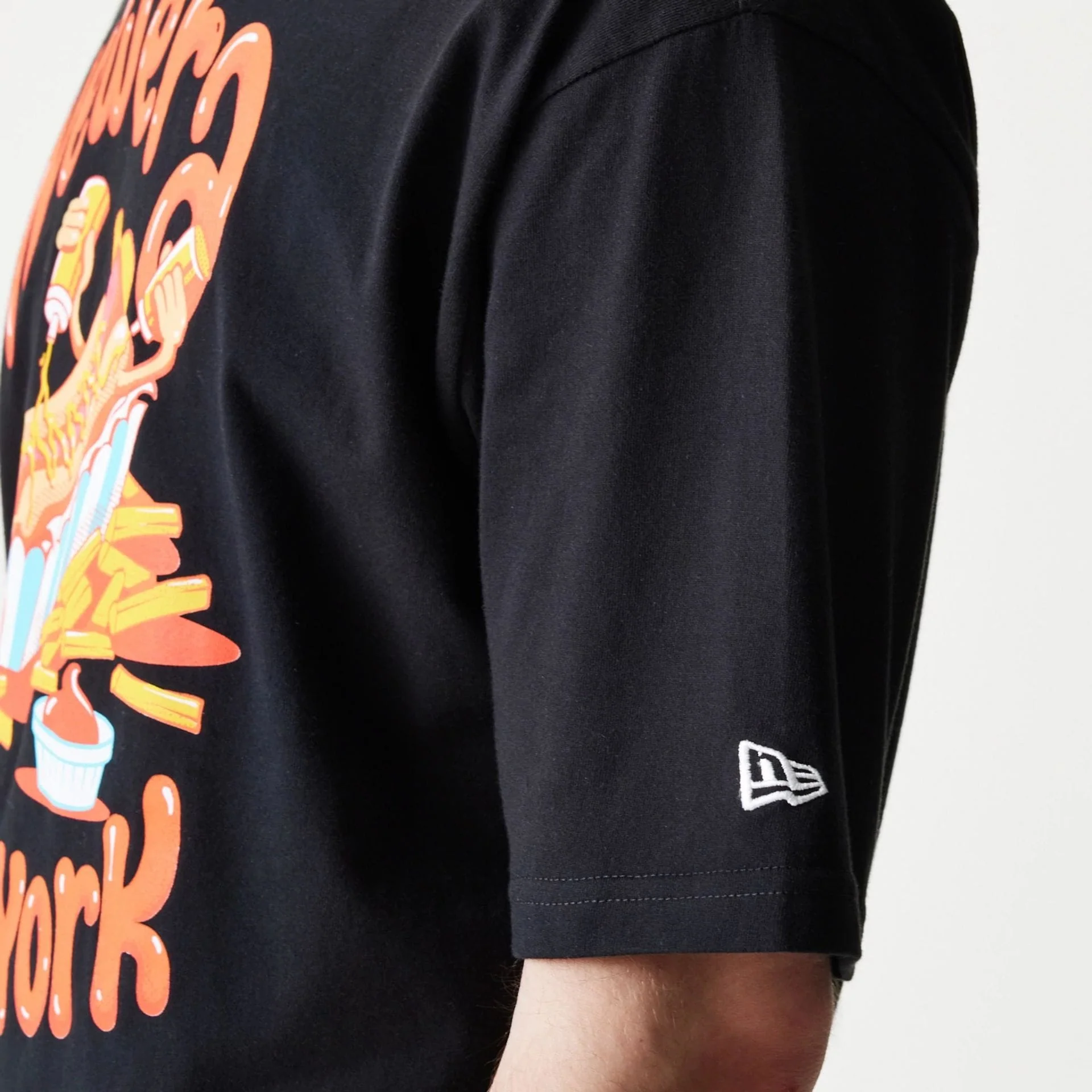 New Era Hotdog Food Graphic Black Oversized T-Shirt - Image 7