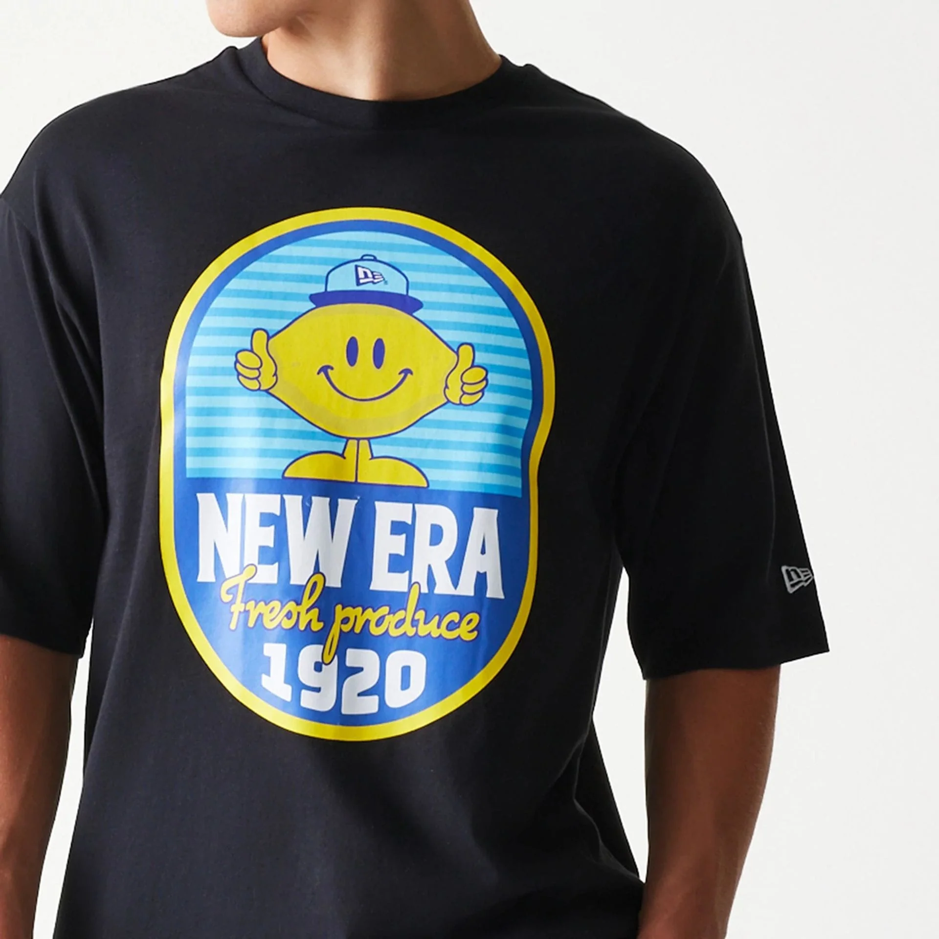 New Era Lemon Fruit Graphic Black Oversized T-Shirt - Image 5