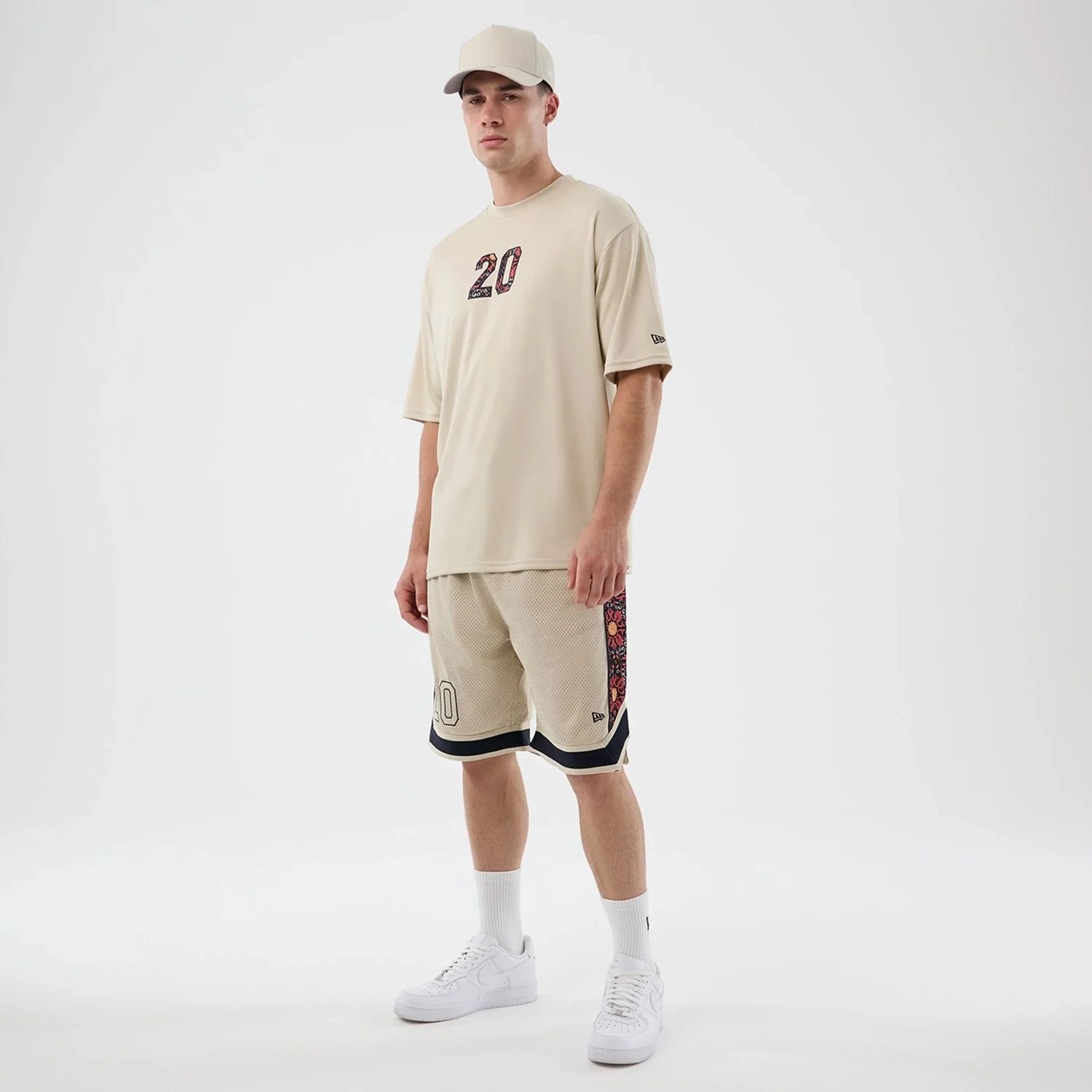 New Era Mesh Infill Light Beige Oversized T-Shirt - Image 8