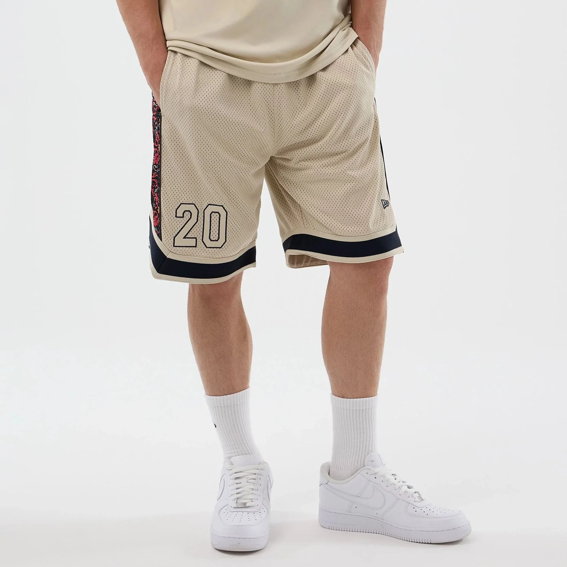 New Era Mesh Light Beige Mesh Shorts - Image 7