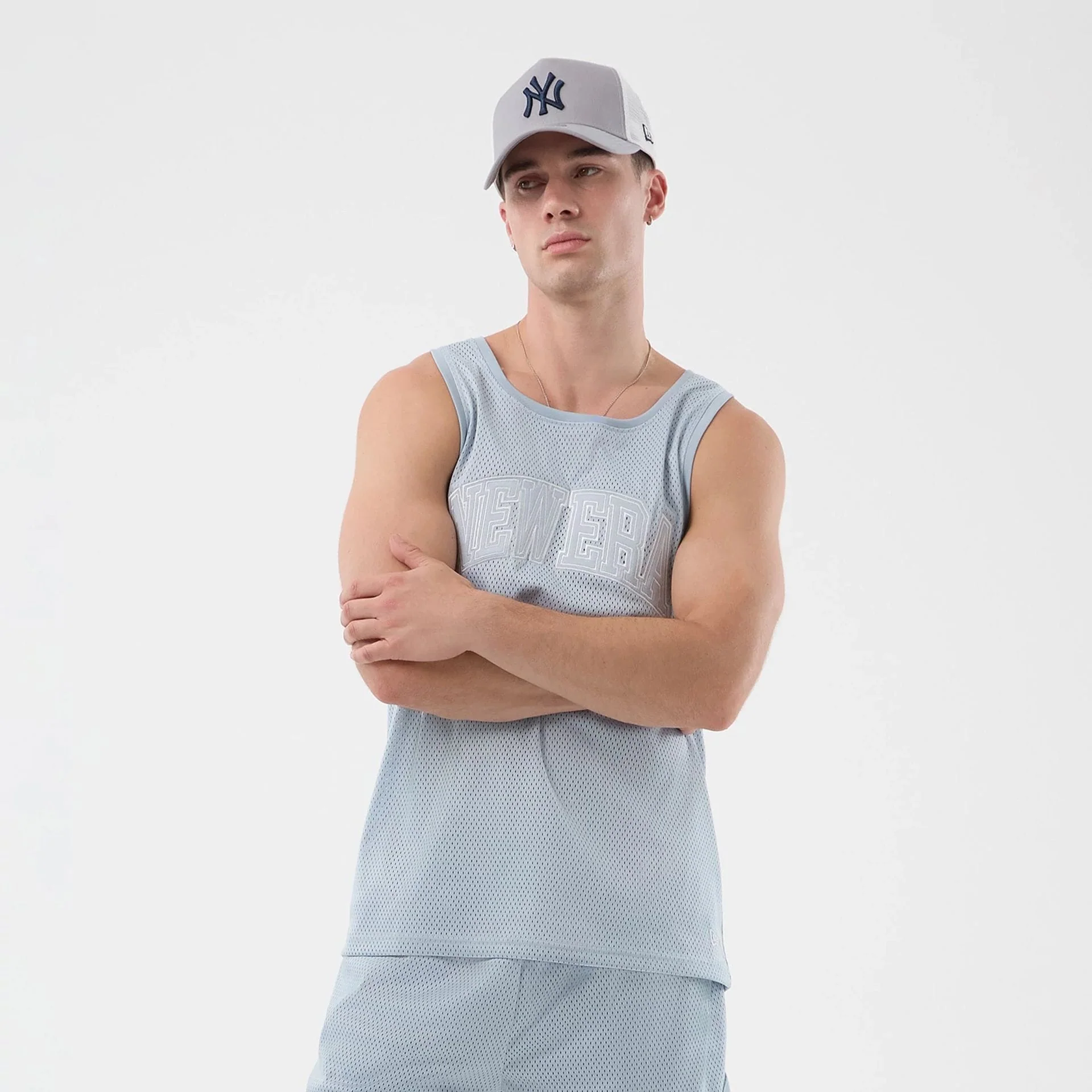 New Era Mesh Pastel Blue Oversized Tank Top - Image 6