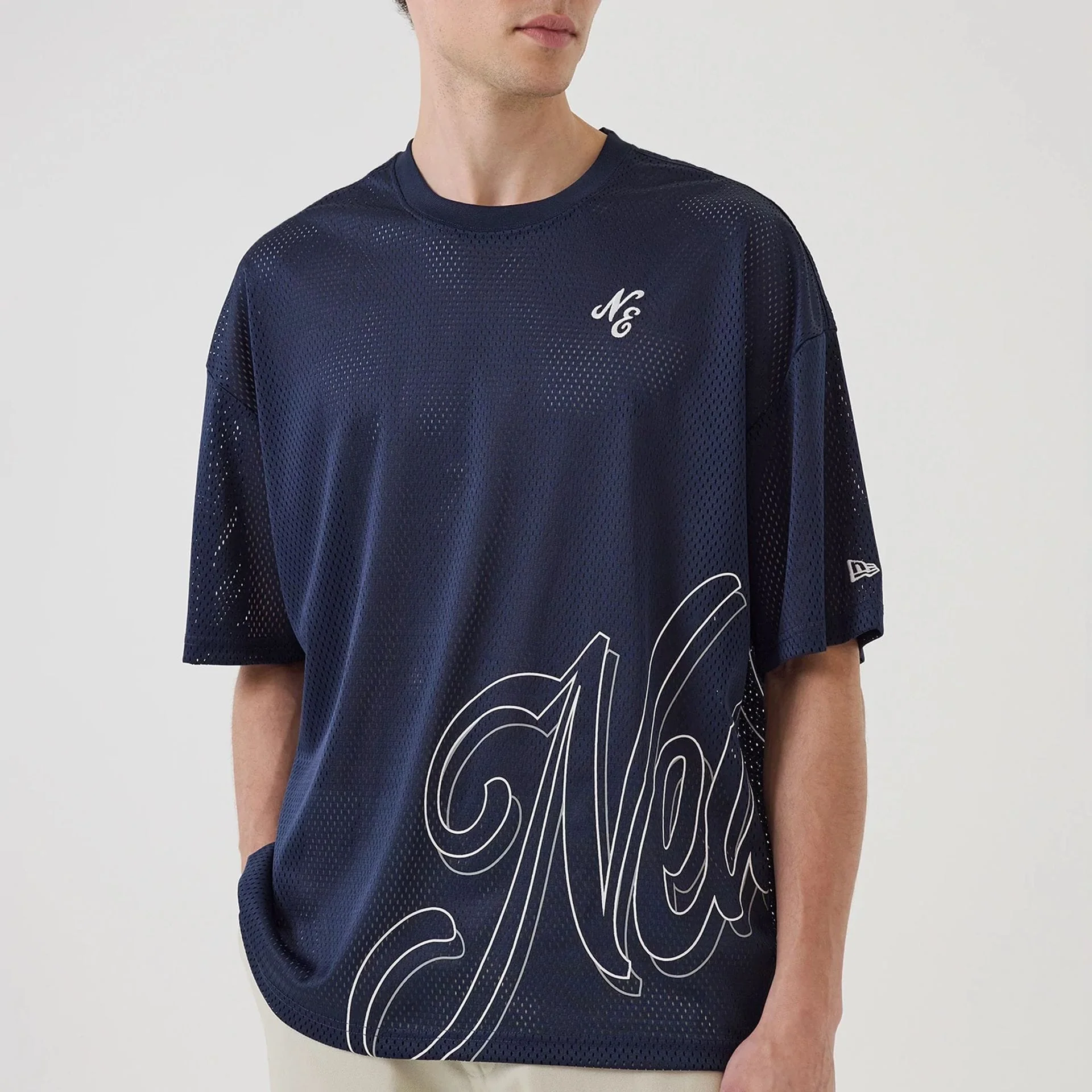 New Era Mix League Blue Oversized Mesh T-Shirt - Image 6