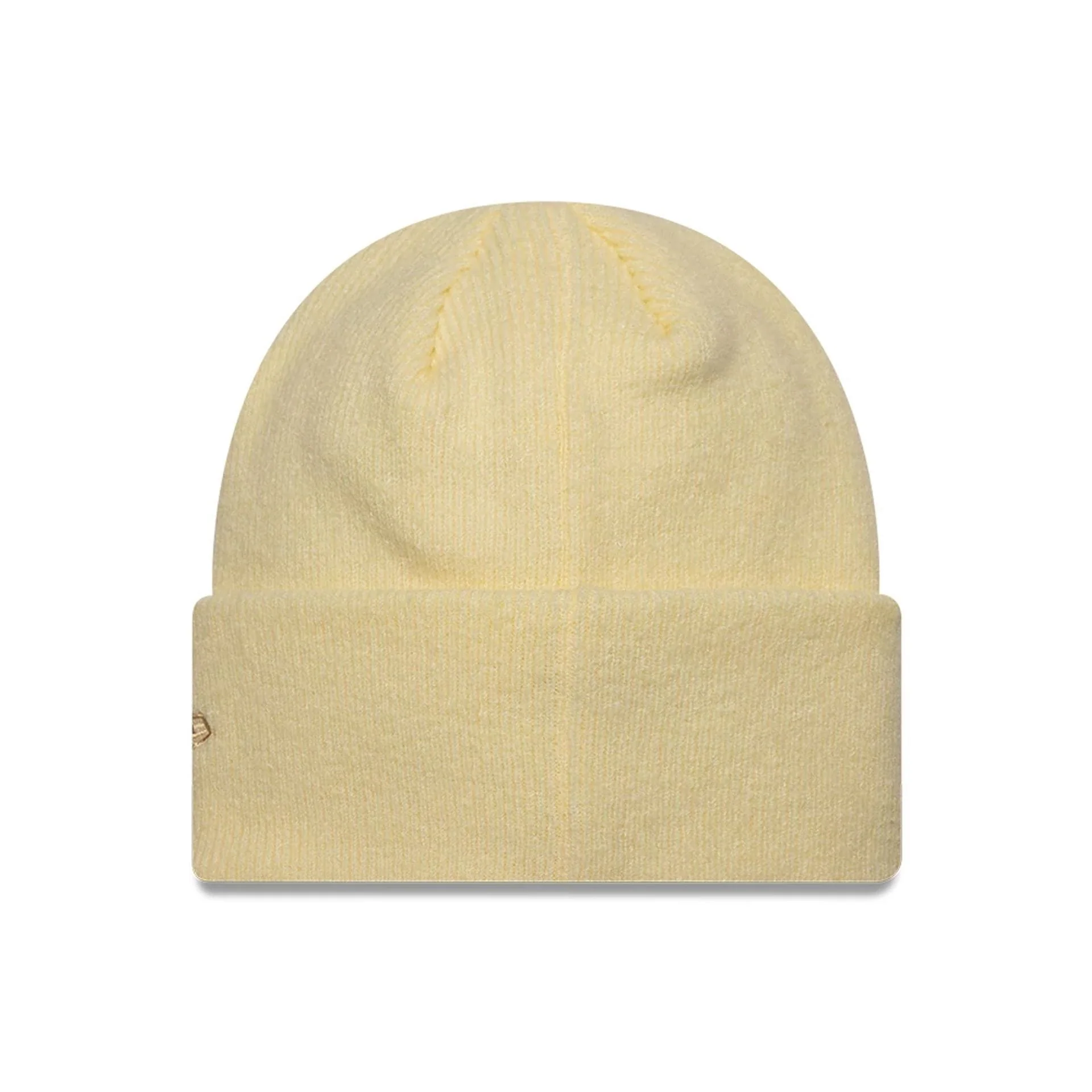 New Era Mohair Pastel Yellow Wide Cuff Knit Beanie Hat - Image 2