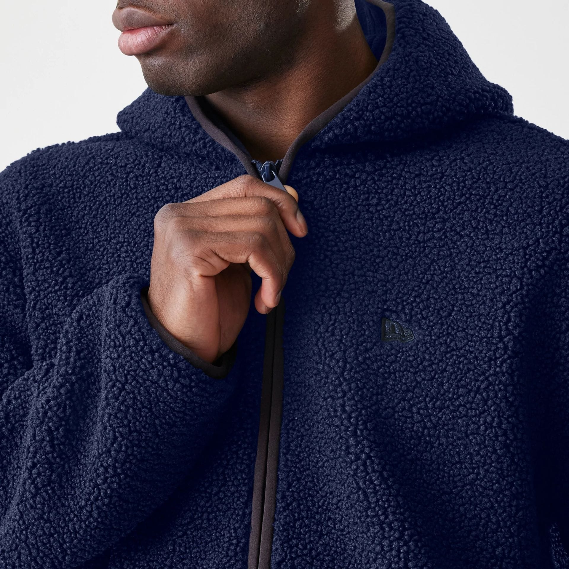 New Era Navy Hooded Sherpa Jacket - Image 5