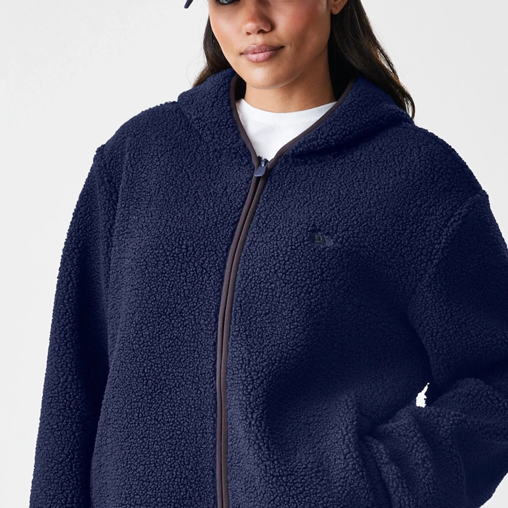 New Era Navy Hooded Sherpa Jacket - Image 6