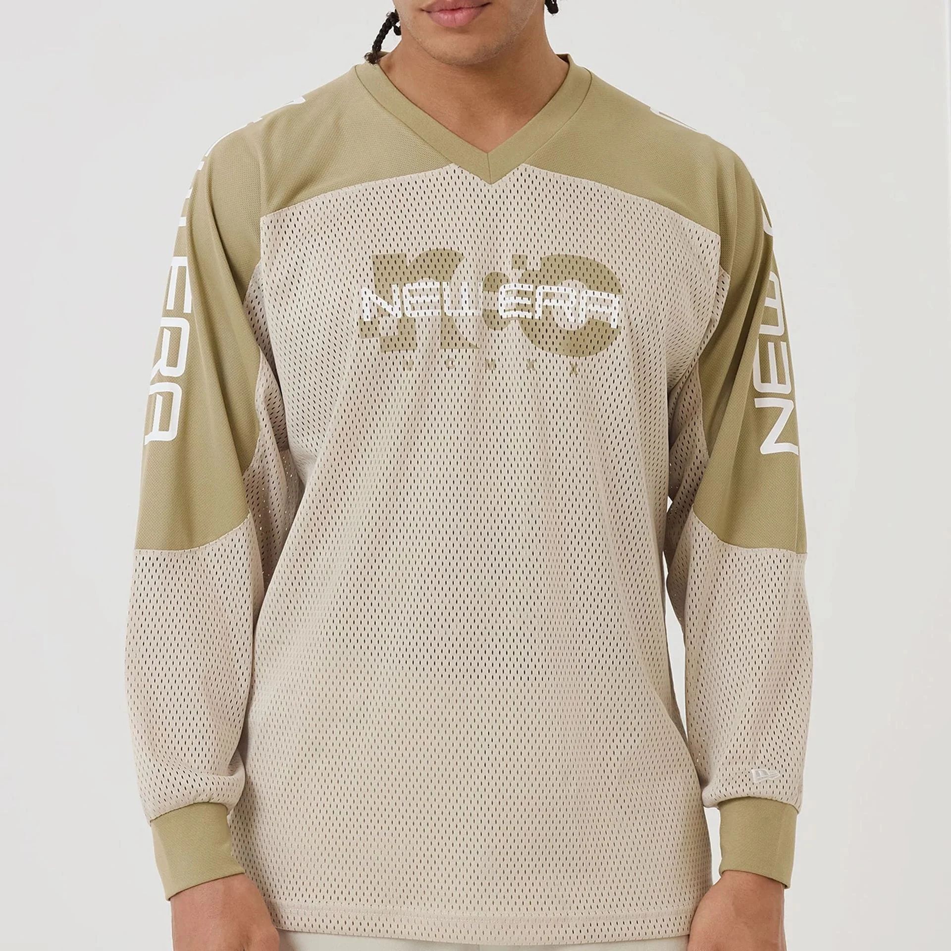 New Era NEC Logo Beige Long Sleeve Jersey - Image 3
