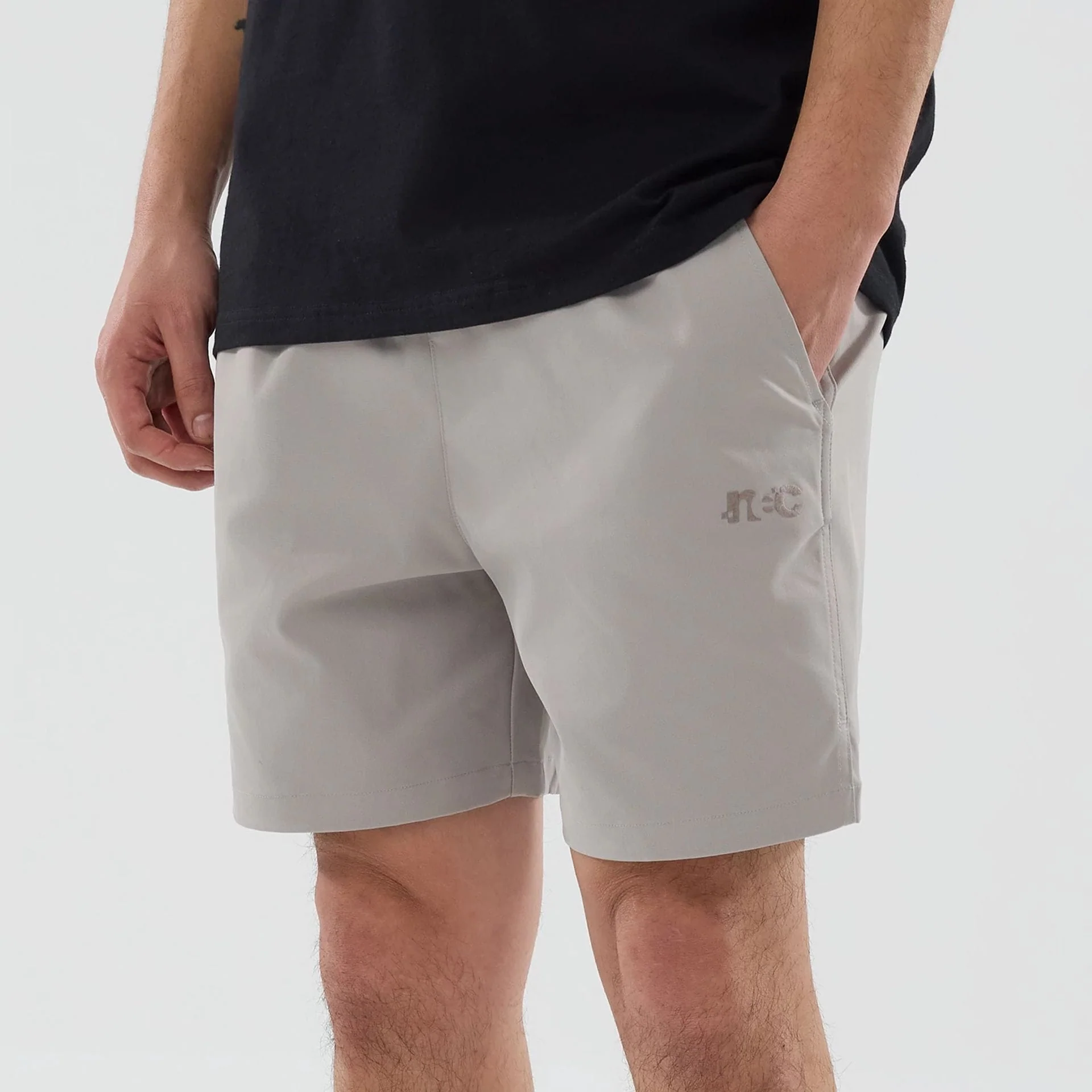 New Era NEC Logo Beige Oversized Shorts - Image 3