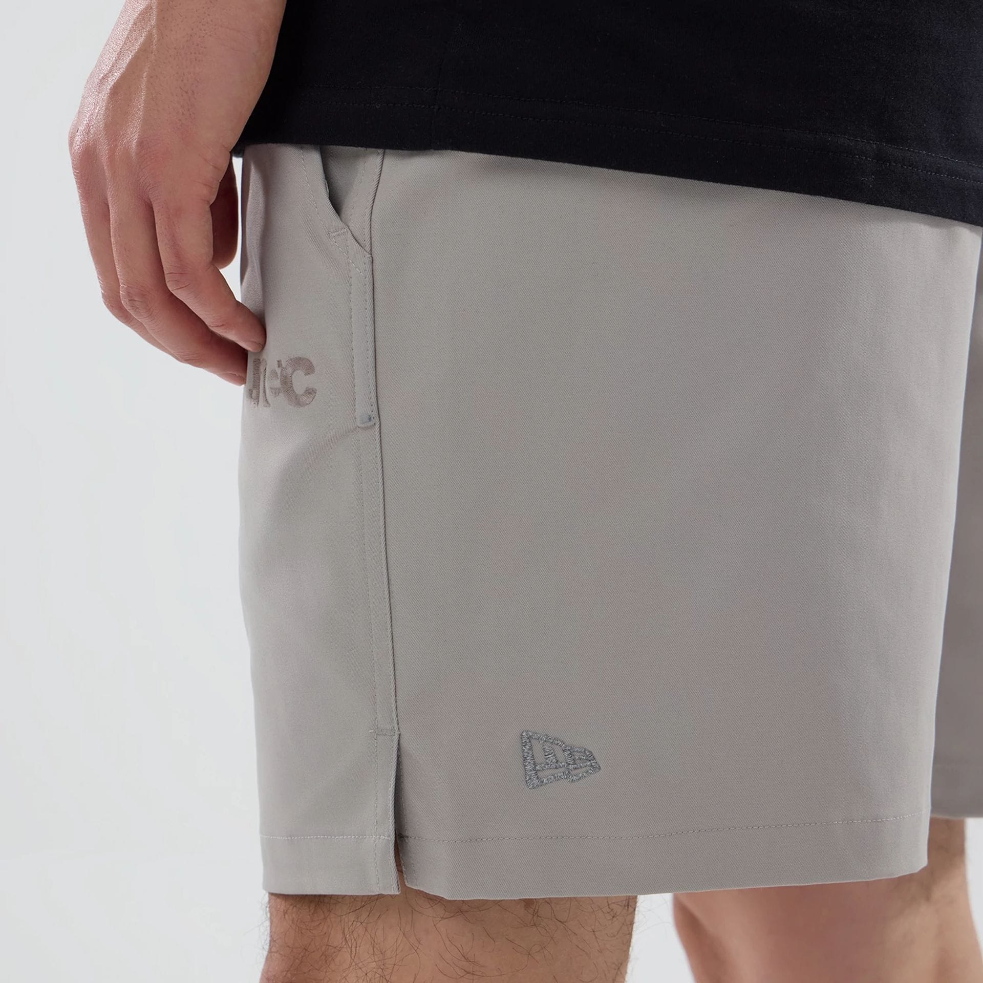 New Era NEC Logo Beige Oversized Shorts - Image 4