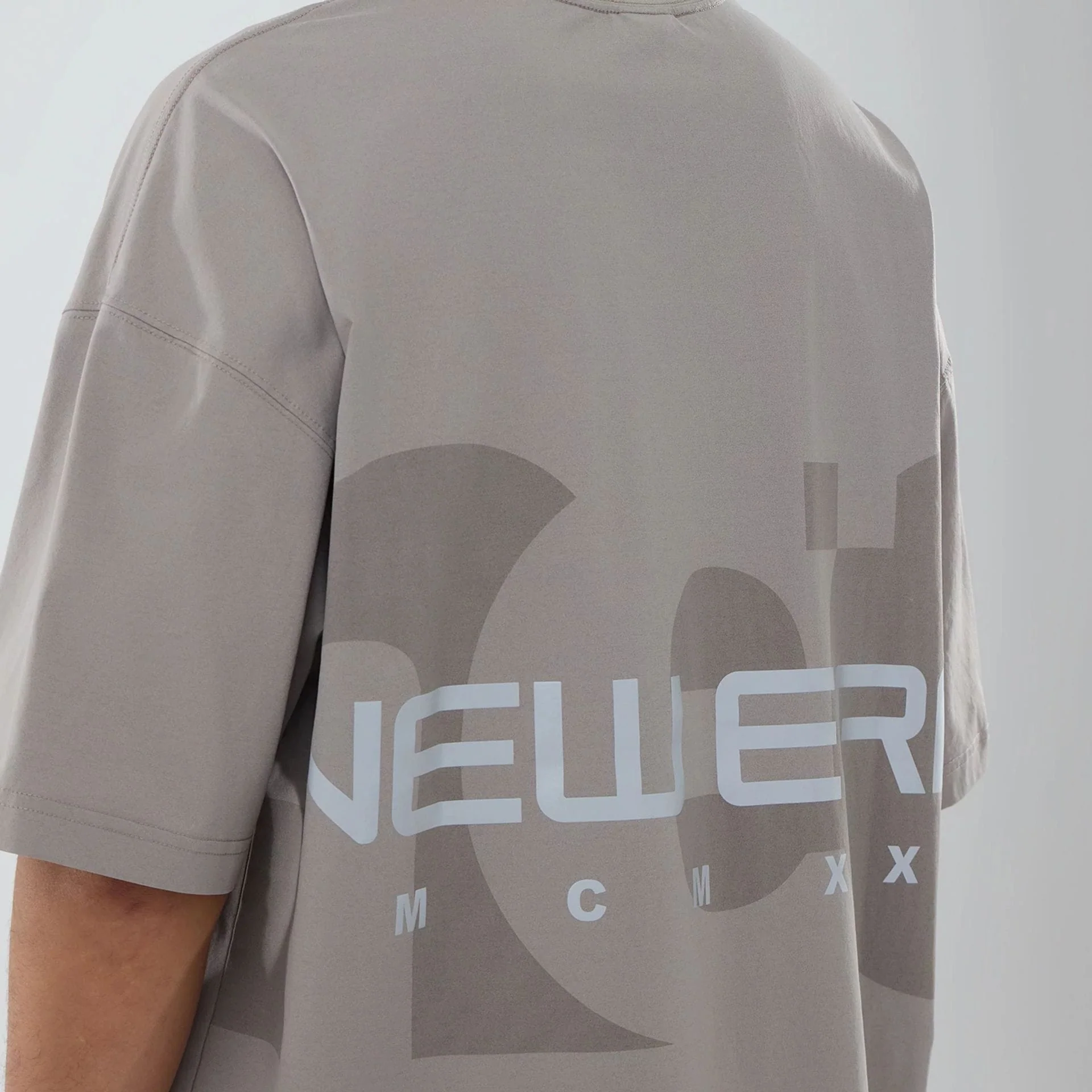 New Era NEC Logo Beige Oversized T-Shirt - Image 4