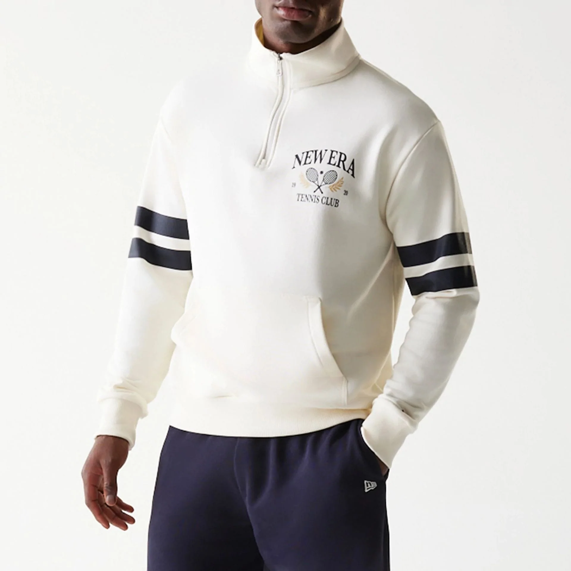 New Era Open White Oversized 1/4 Zip Sweater - Image 3