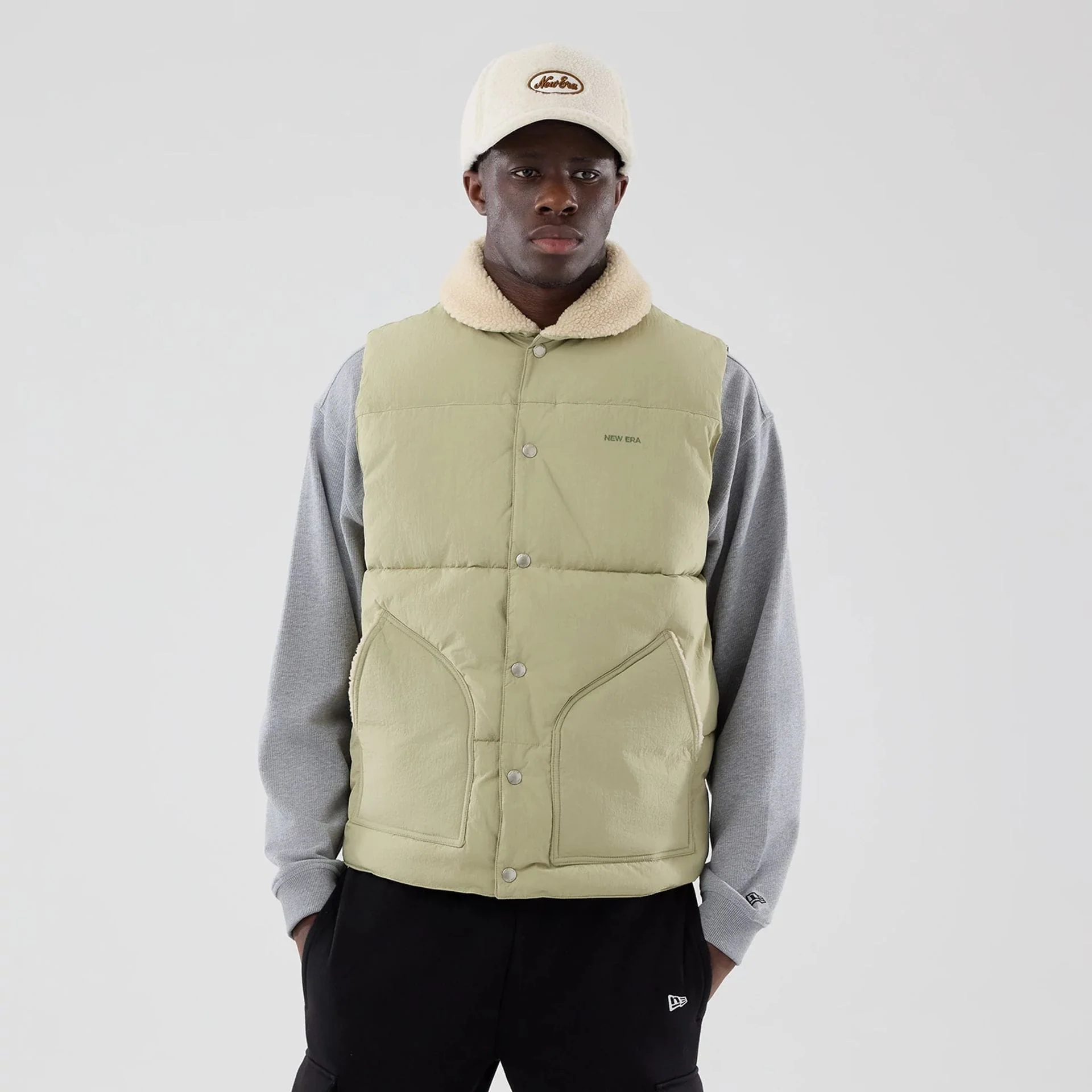 New Era Organic Boa Neck Khaki Gilet - Image 3
