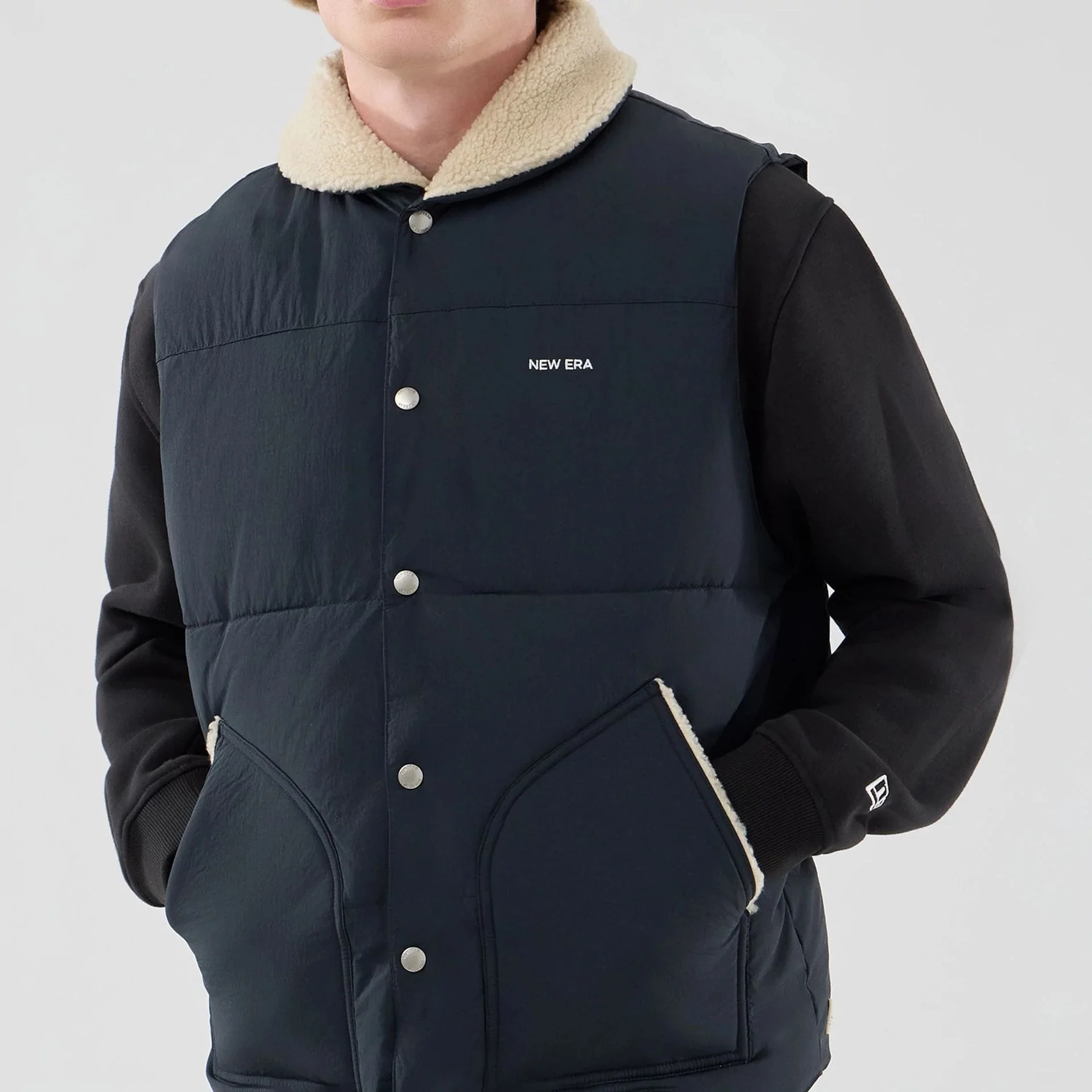 New Era Organic Boa Neck Navy Gilet - Image 5