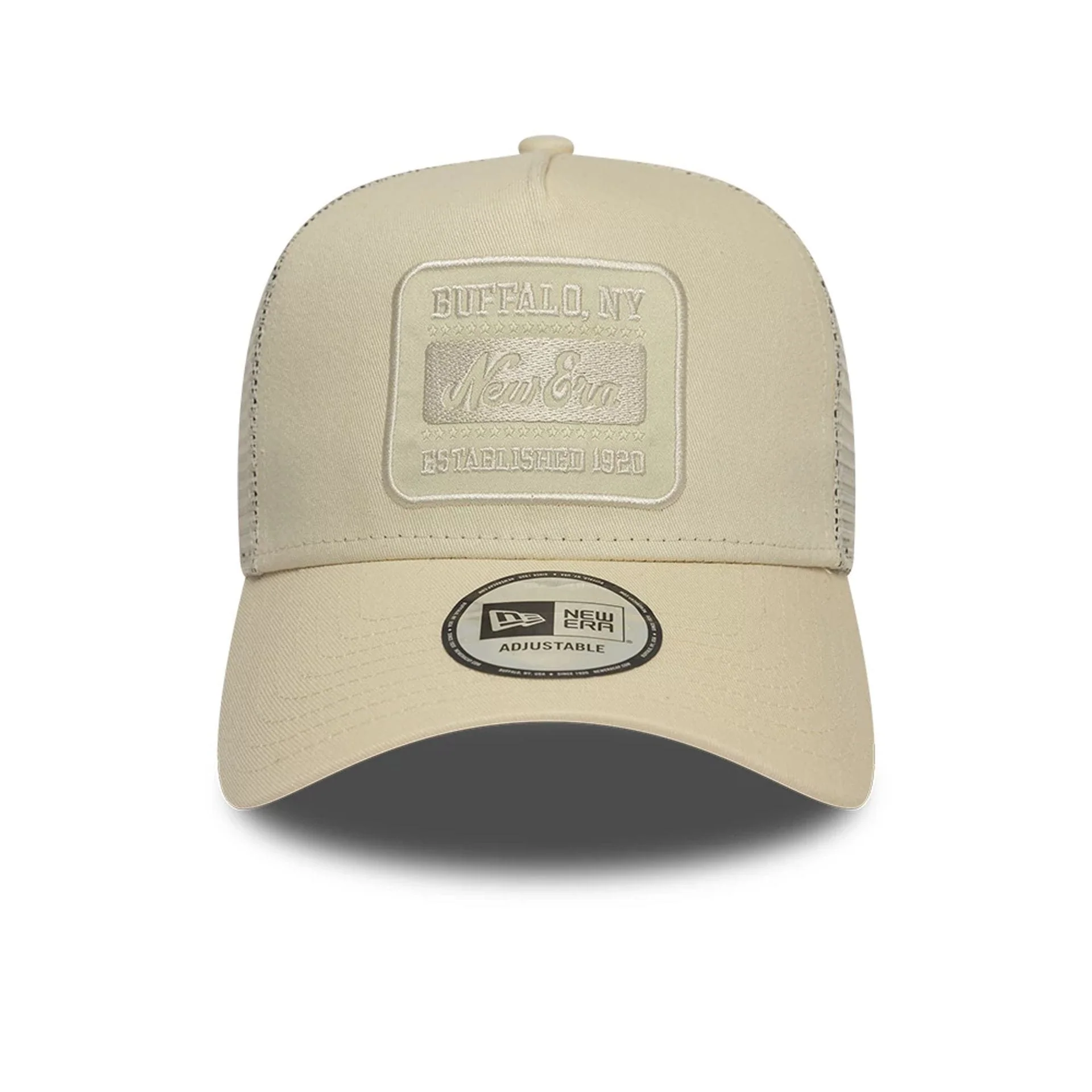 New Era Patch Light Beige 9FORTY A-Frame Trucker Adjustable Cap - Image 2
