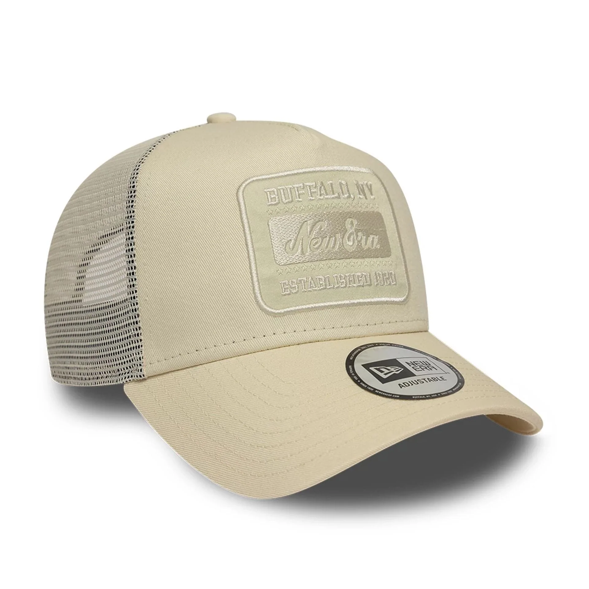 New Era Patch Light Beige 9FORTY A-Frame Trucker Adjustable Cap - Image 3