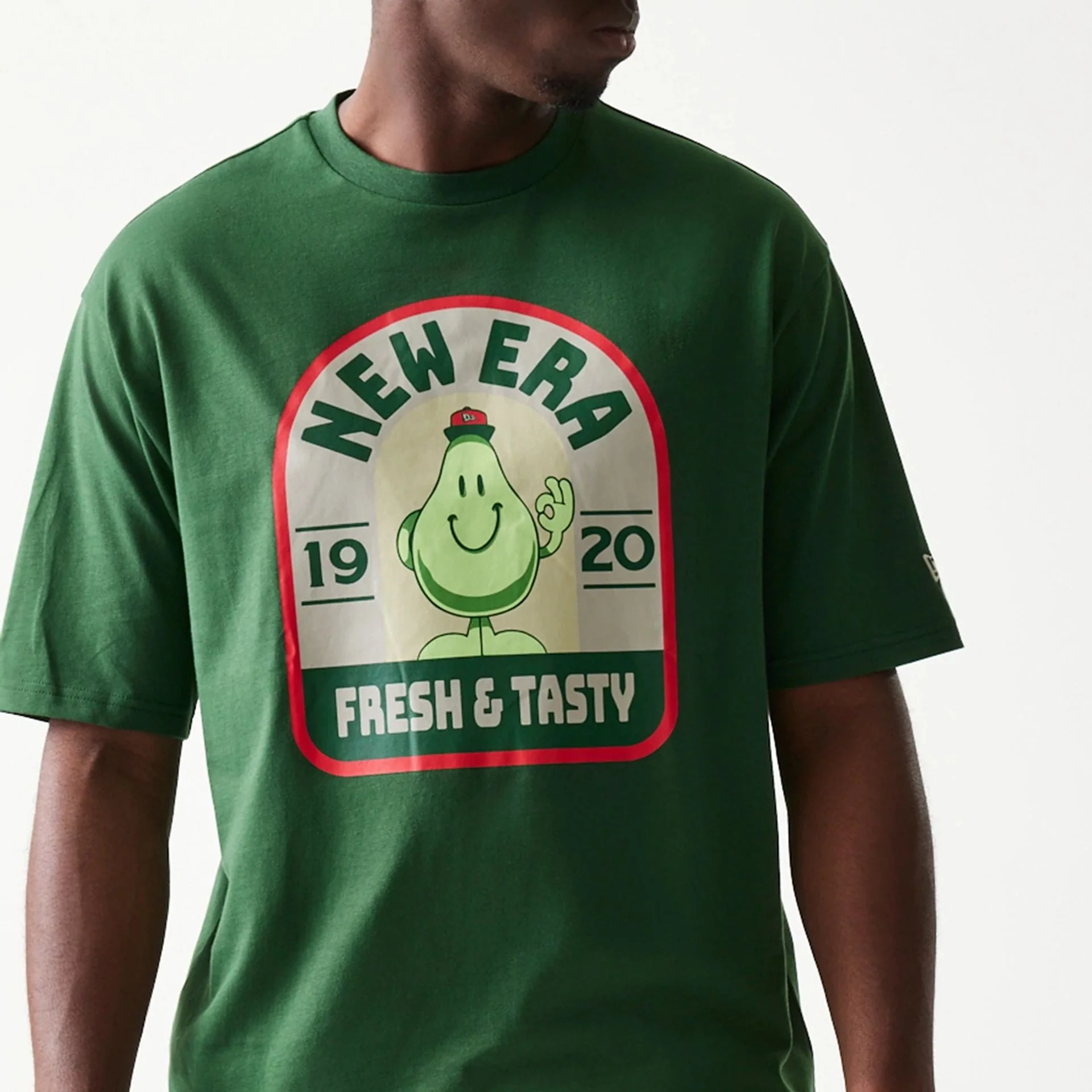 New Era Pear Fruit Graphic Dark Green Oversized T-Shirt - Image 5