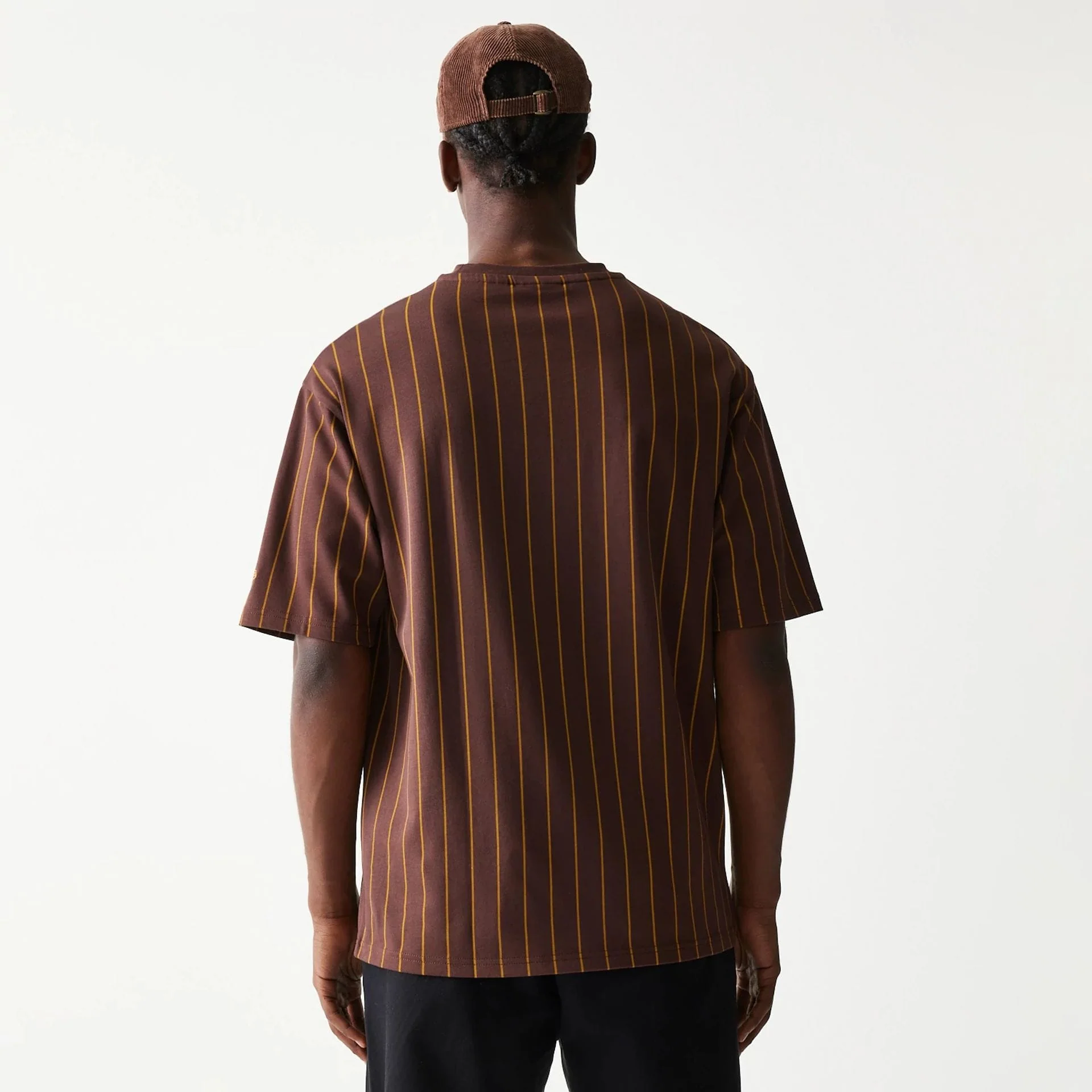 New Era Pinstripe Brown Oversized T-Shirt - Image 2