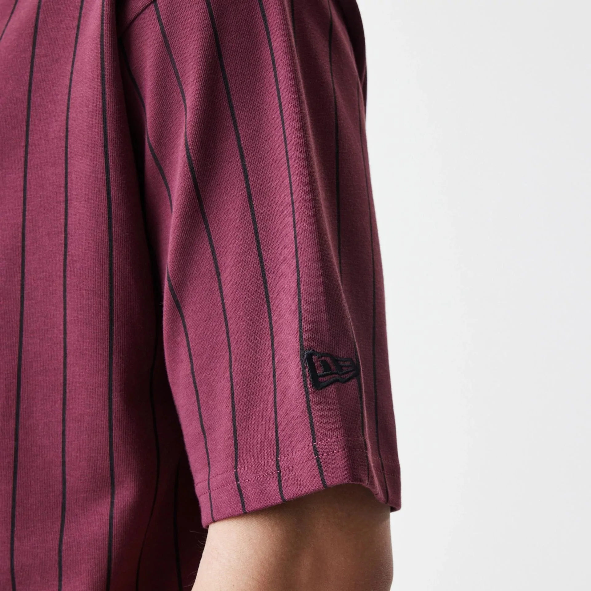 New Era Pinstripe Dark Red Oversized T-Shirt - Image 5