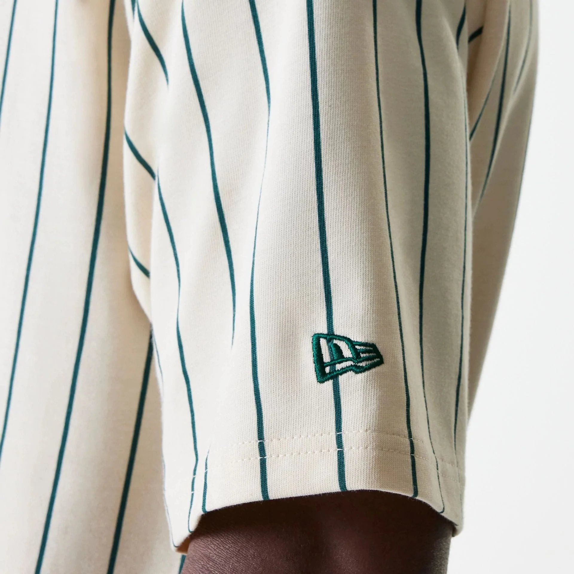 New Era Pinstripe Light Beige Oversized T-Shirt - Image 7