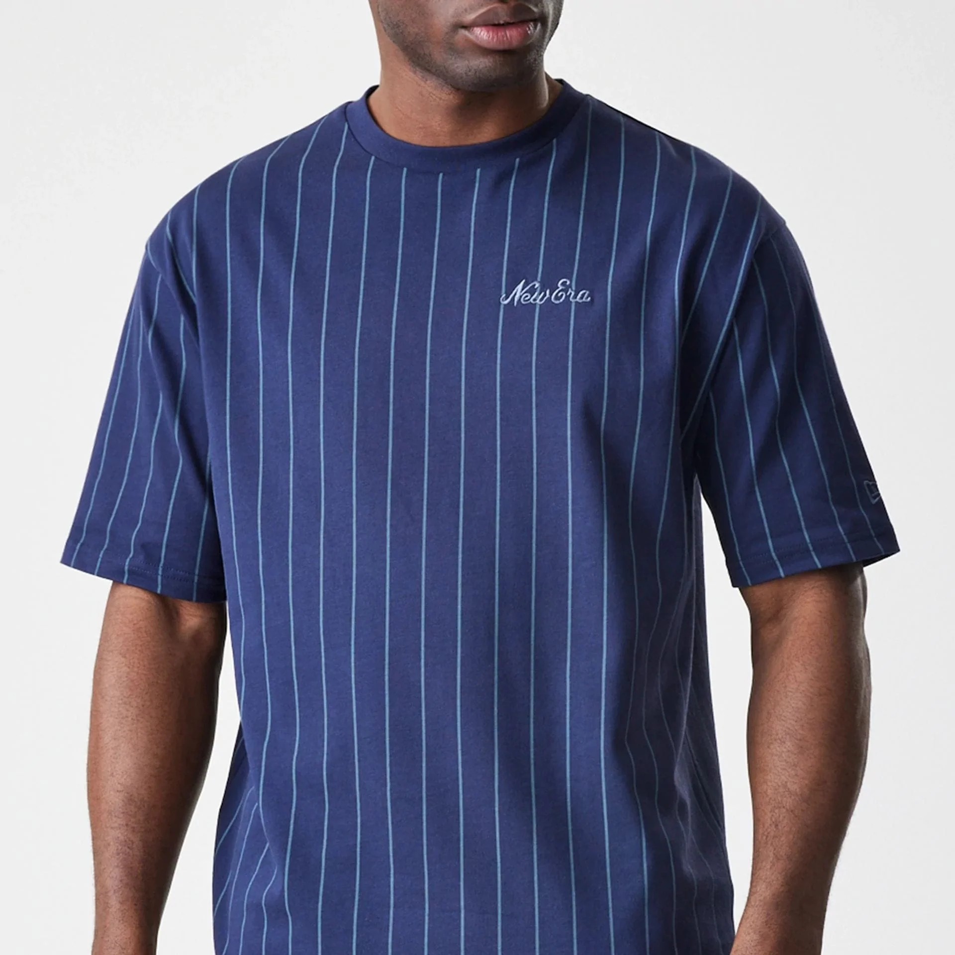 New Era Pinstripe Navy Oversized T-Shirt - Image 3