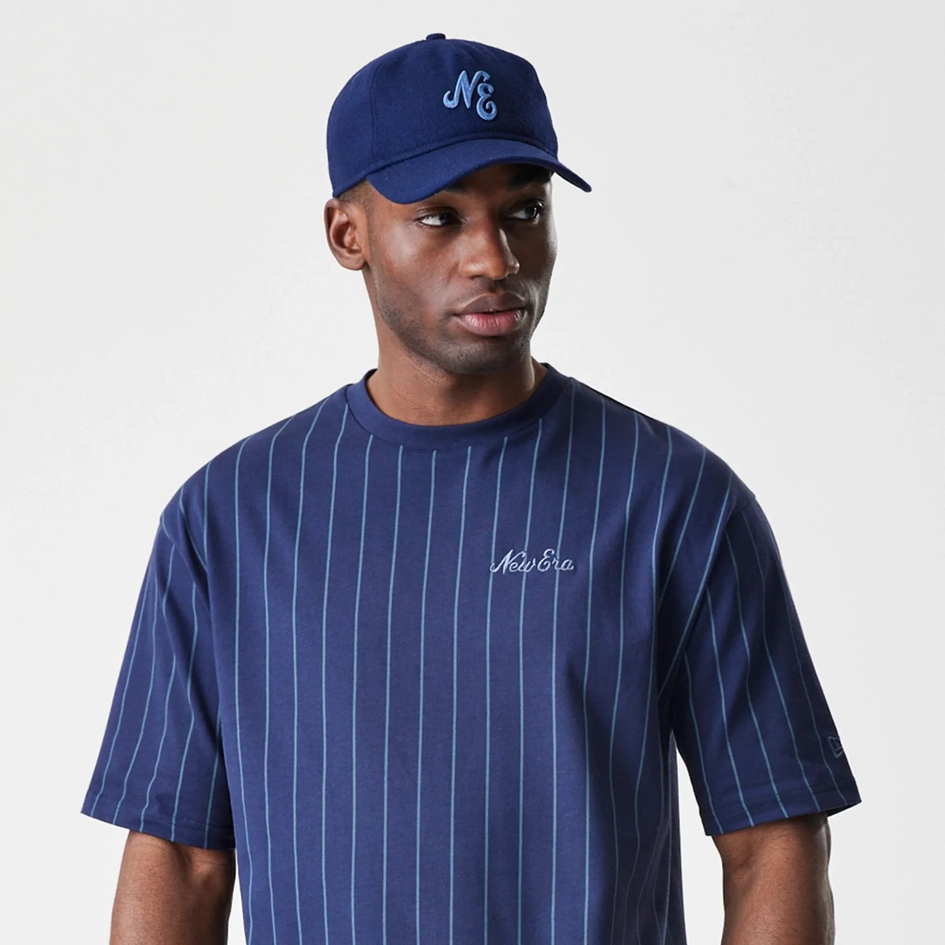 New Era Pinstripe Navy Oversized T-Shirt - Image 6