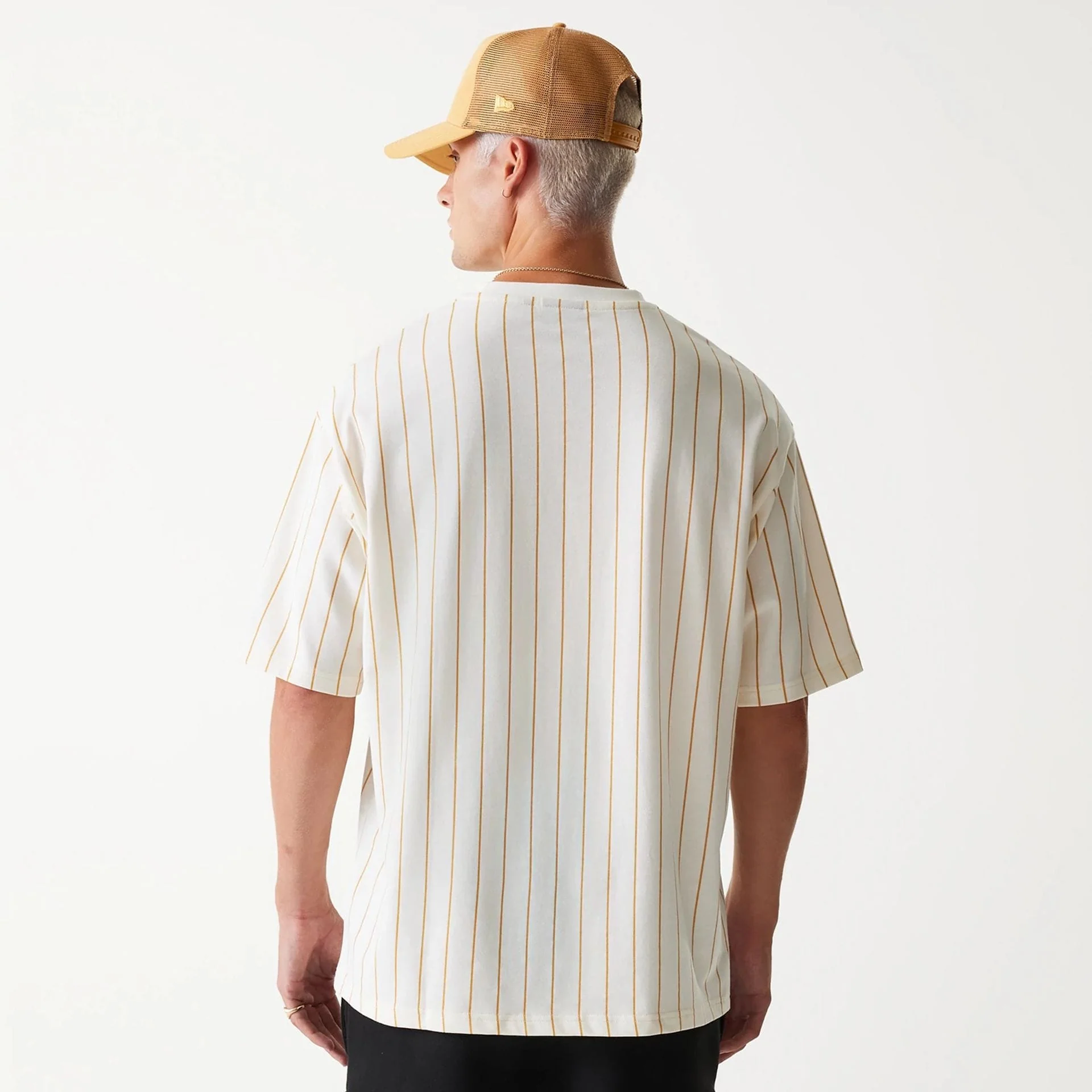 New Era Pinstripe Open White Oversized T-Shirt - Image 3