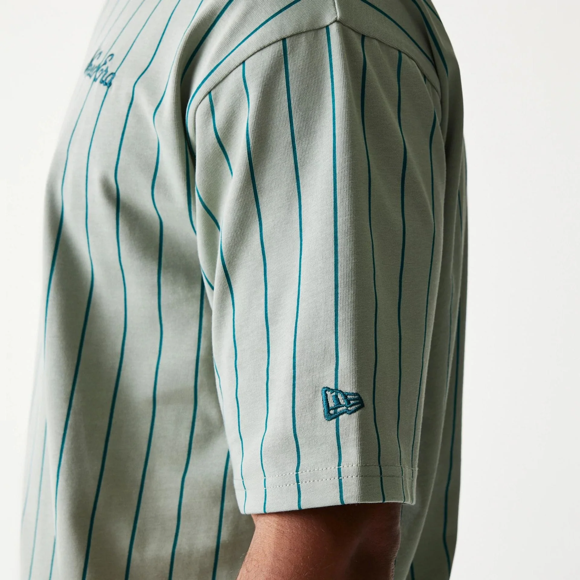 New Era Pinstripe Pastel Green Oversized T-Shirt - Image 5
