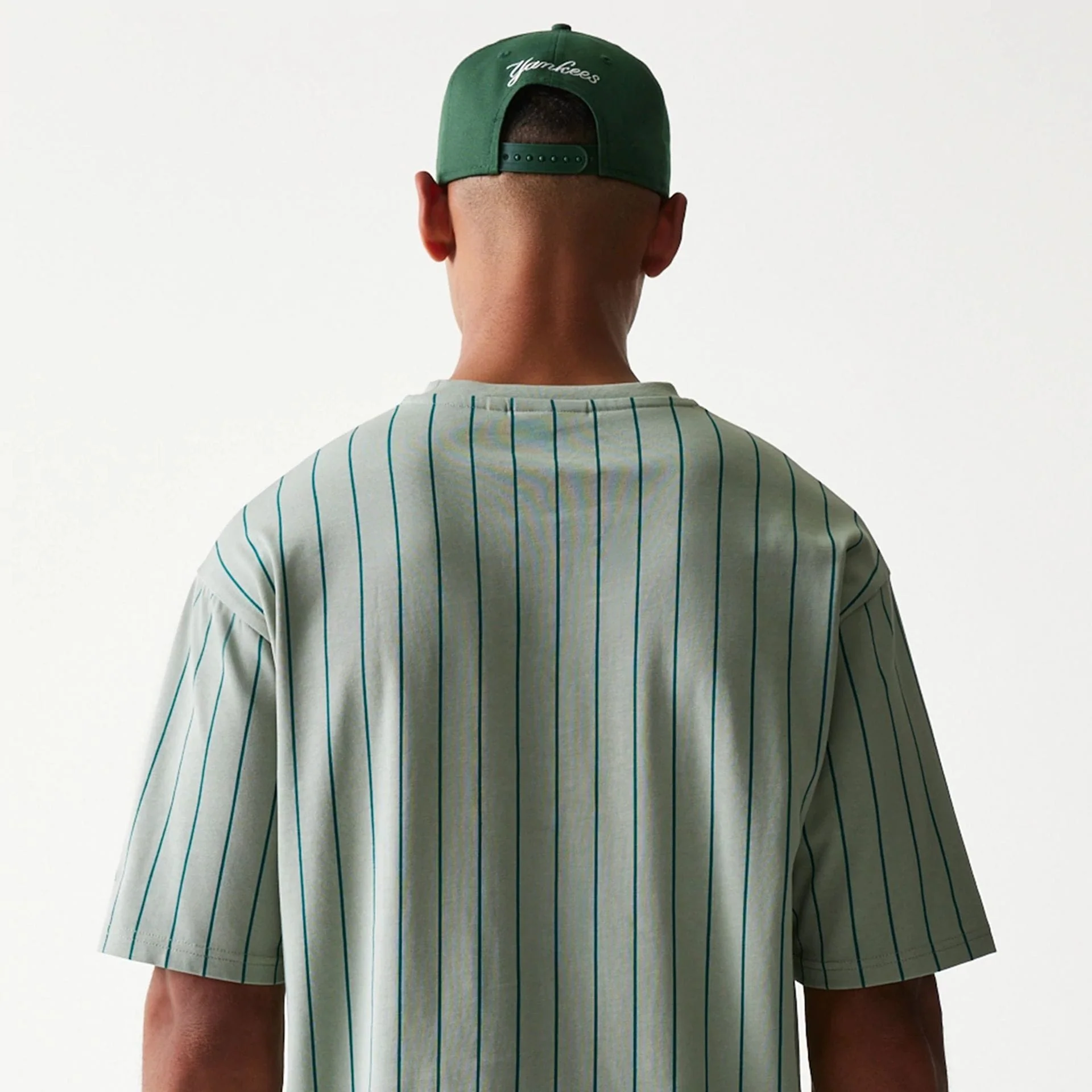 New Era Pinstripe Pastel Green Oversized T-Shirt - Image 7