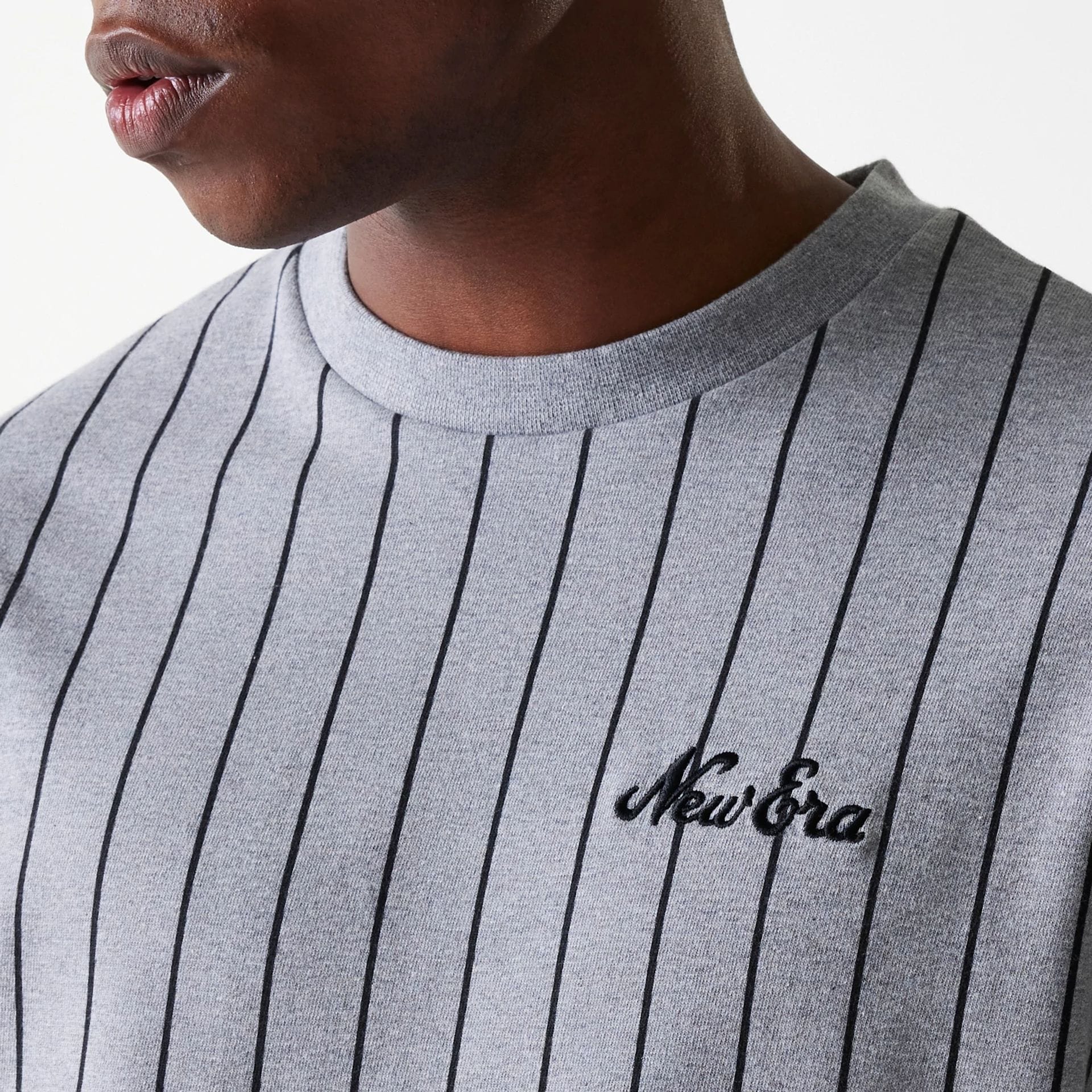 New Era Pinstripe Pastel Grey Oversized T-Shirt - Image 4