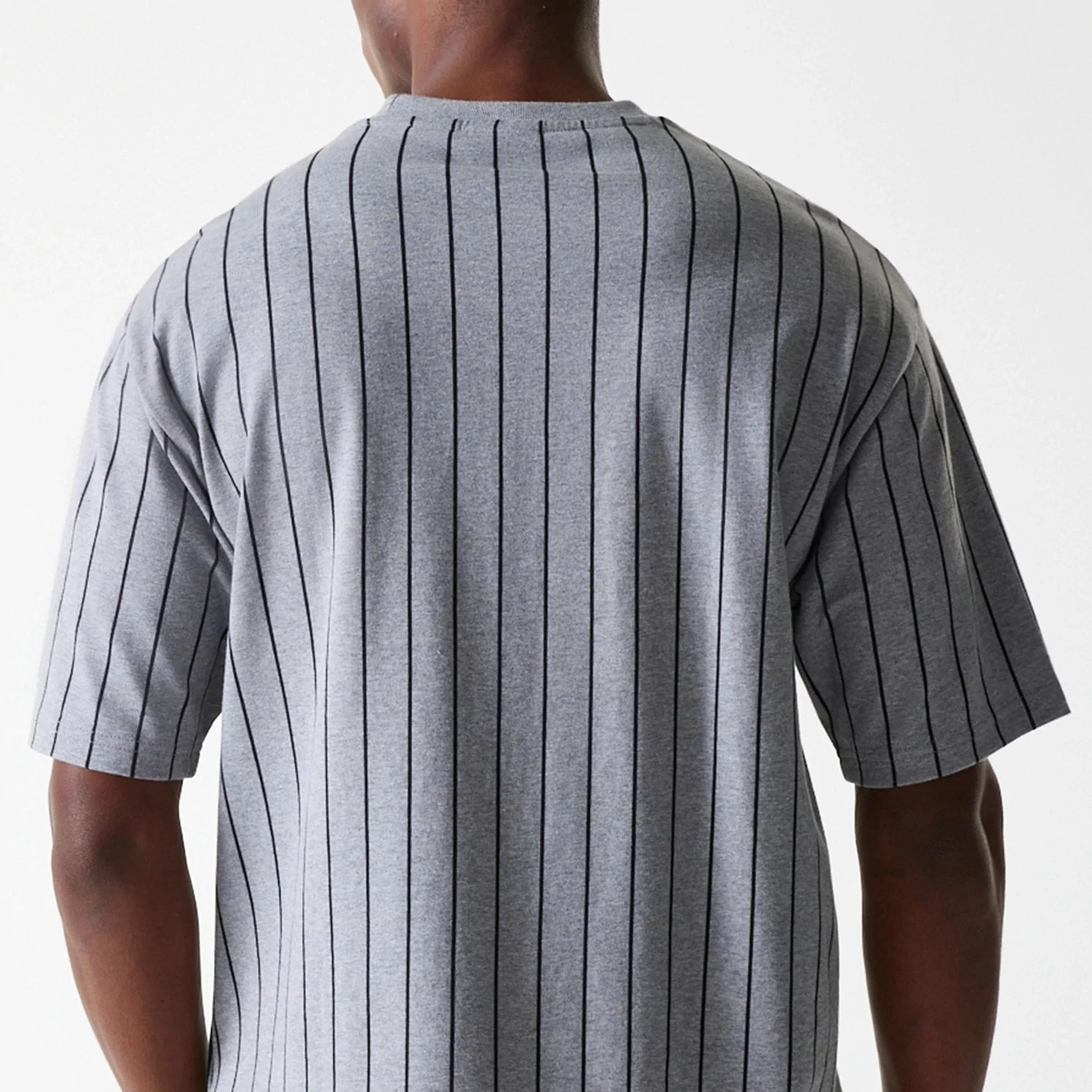New Era Pinstripe Pastel Grey Oversized T-Shirt - Image 6