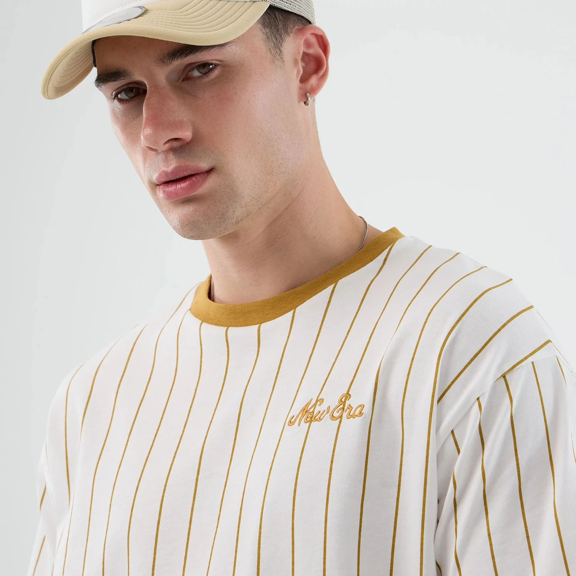 New Era Pinstripe White Oversized T-Shirt - Image 6