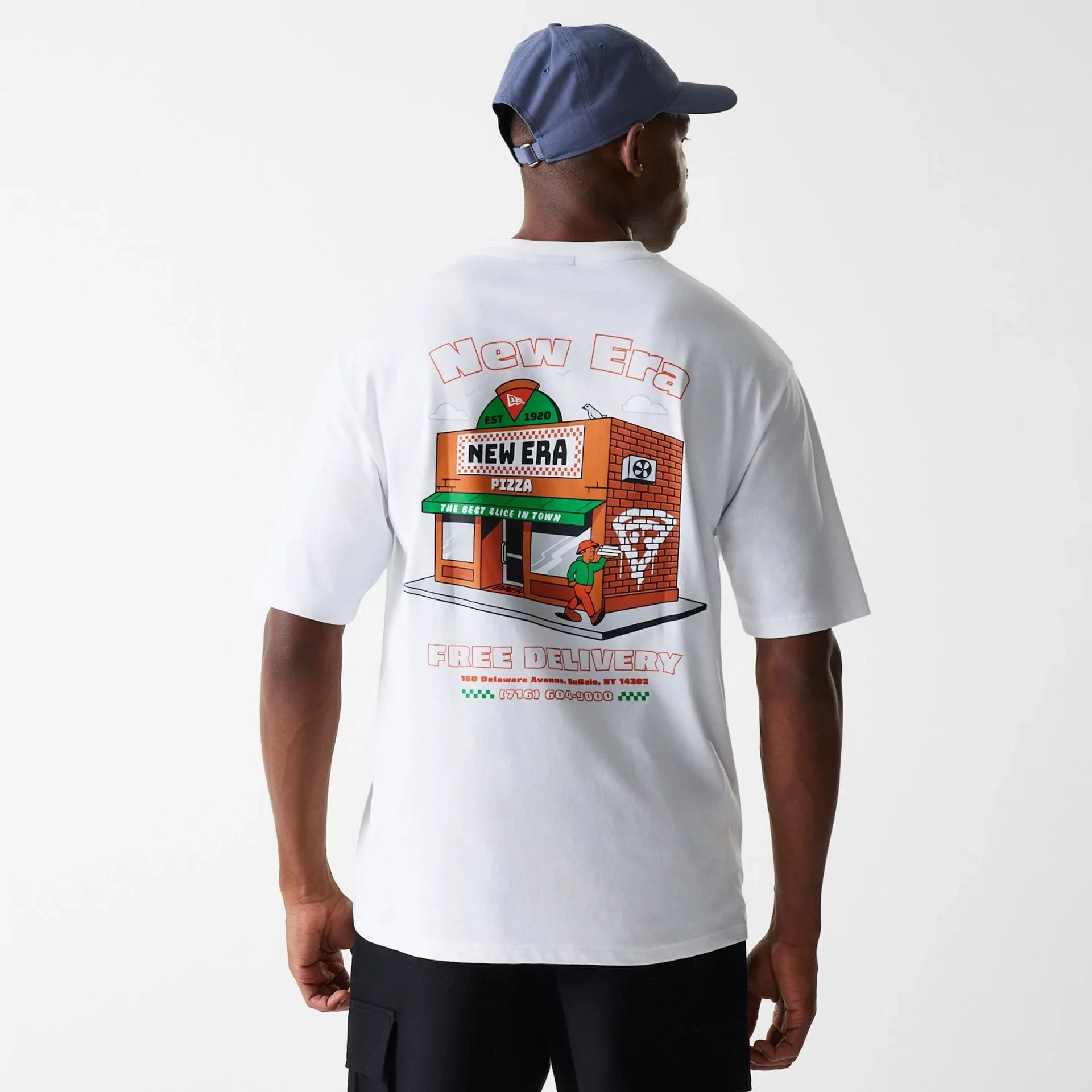 New Era Pizza Club Graphic White Oversized T-Shirt - Image 2