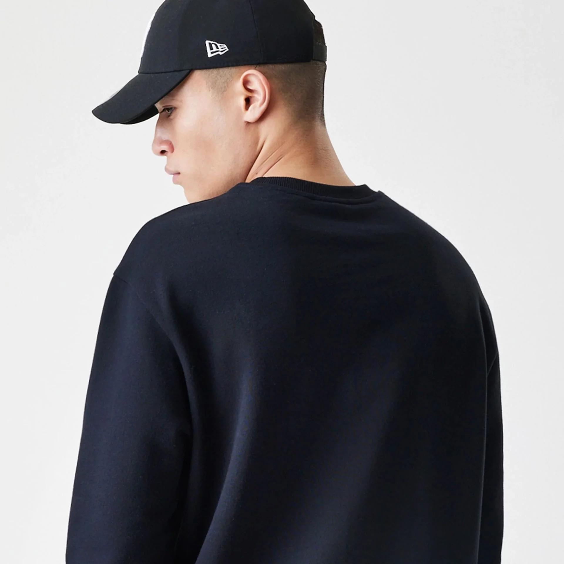 New Era Premium Essential Black Oversized Crew Neck Sweater - Image 7