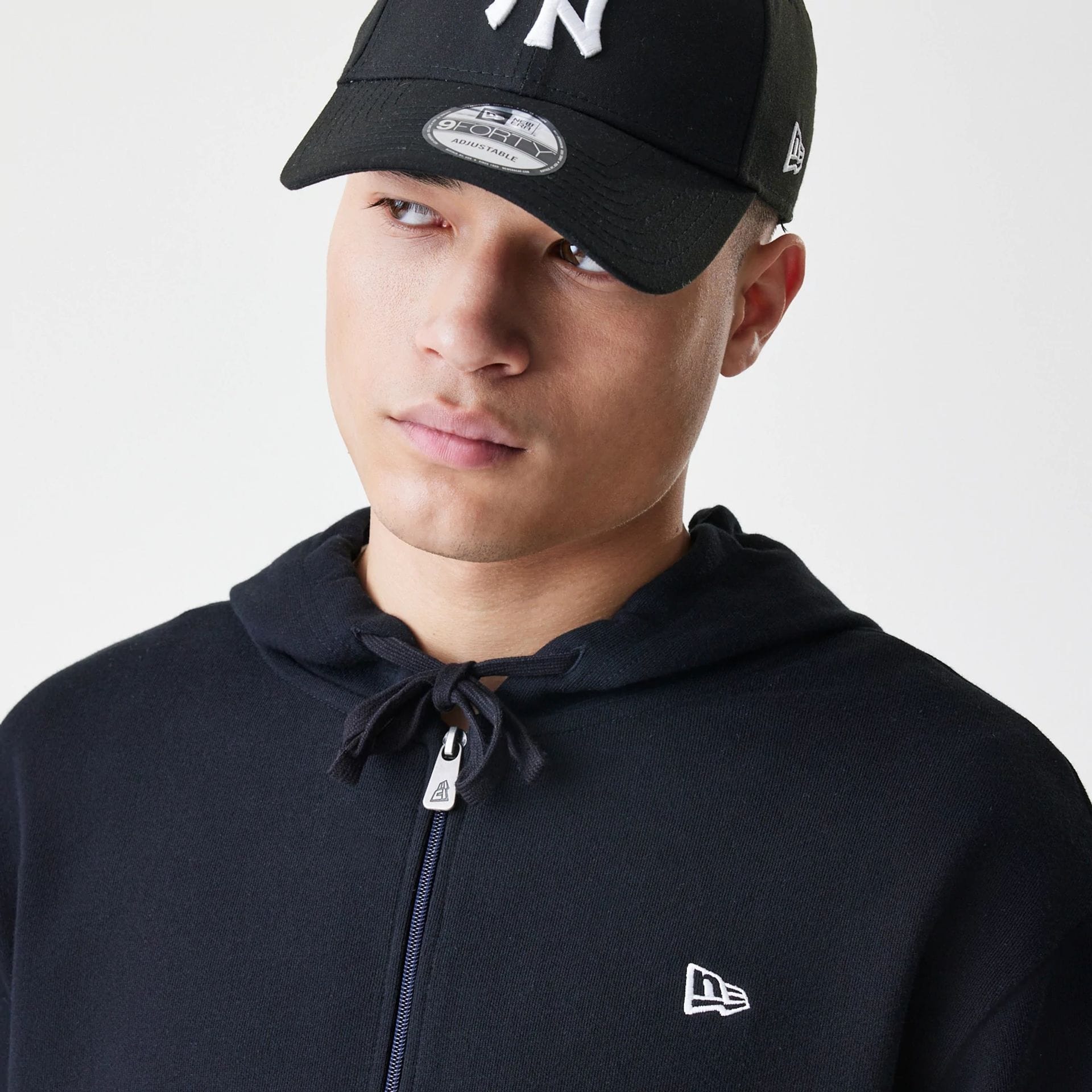 New Era Premium Essential Black Oversized Full Zip Hoodie - Image 4