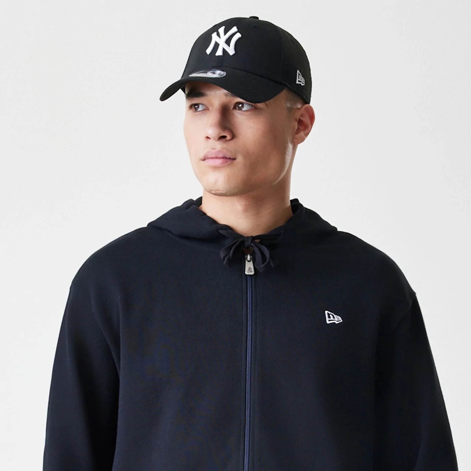 New Era Premium Essential Black Oversized Full Zip Hoodie - Image 6