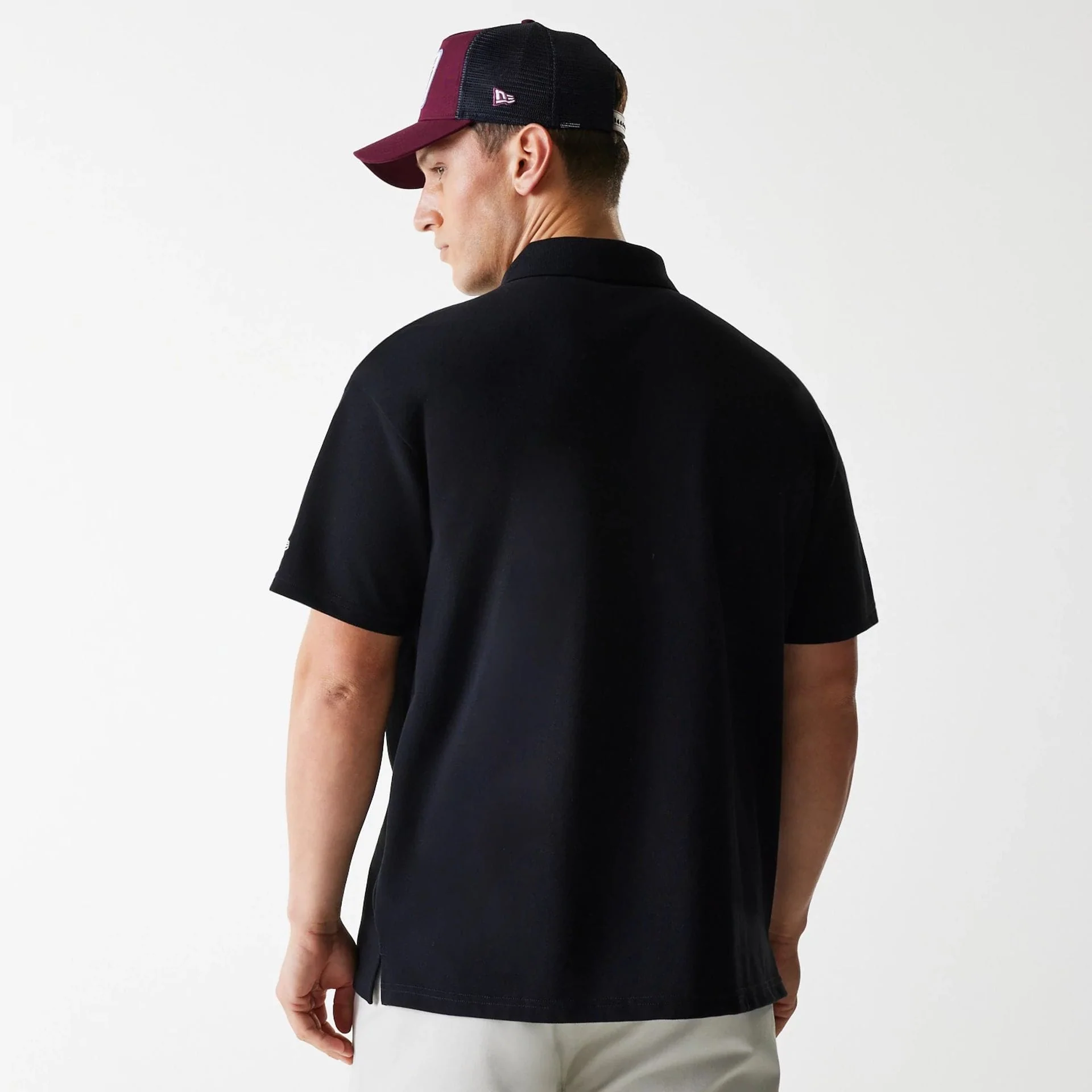 New Era Script Black Polo T-Shirt - Image 2