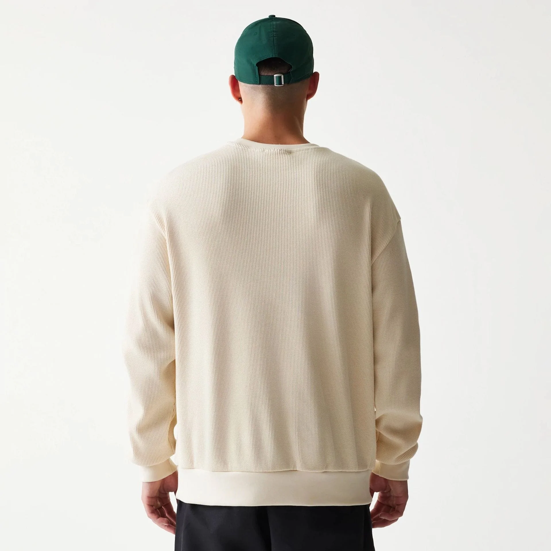New Era Script Waffle Light Beige Crew Neck Sweater - Image 2
