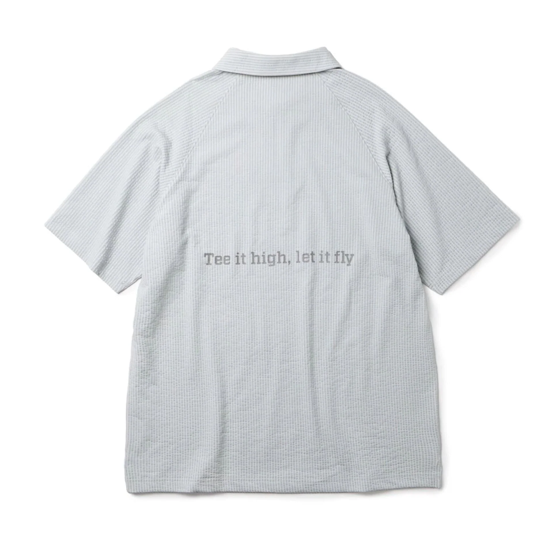 New Era Seersucker Grey Polo T-Shirt - Image 2