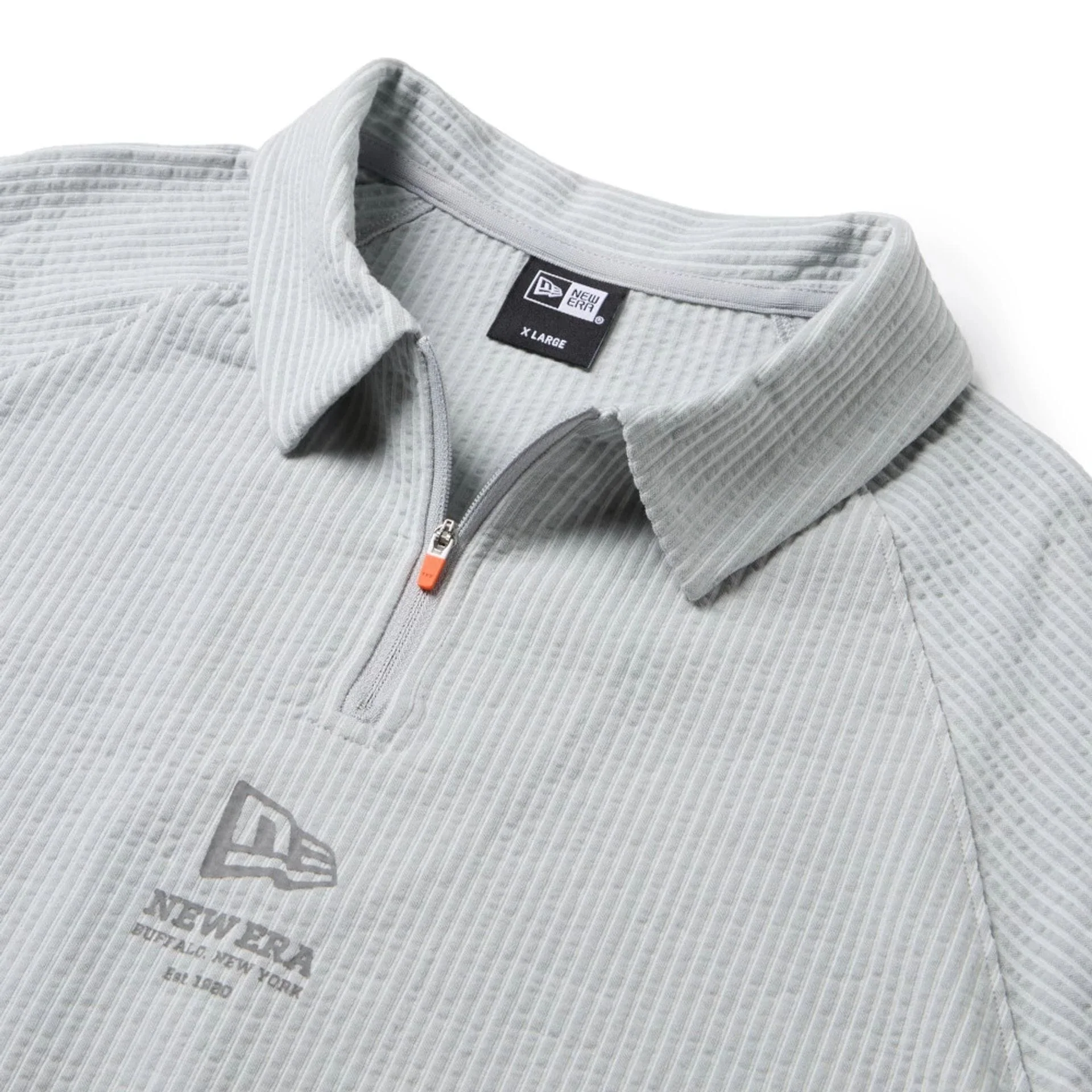 New Era Seersucker Grey Polo T-Shirt - Image 4