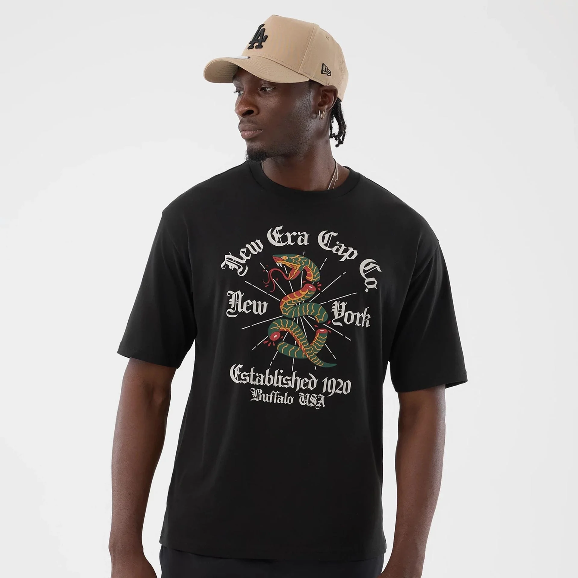 New Era Serpent Graphic Black Oversized T-Shirt - Image 3