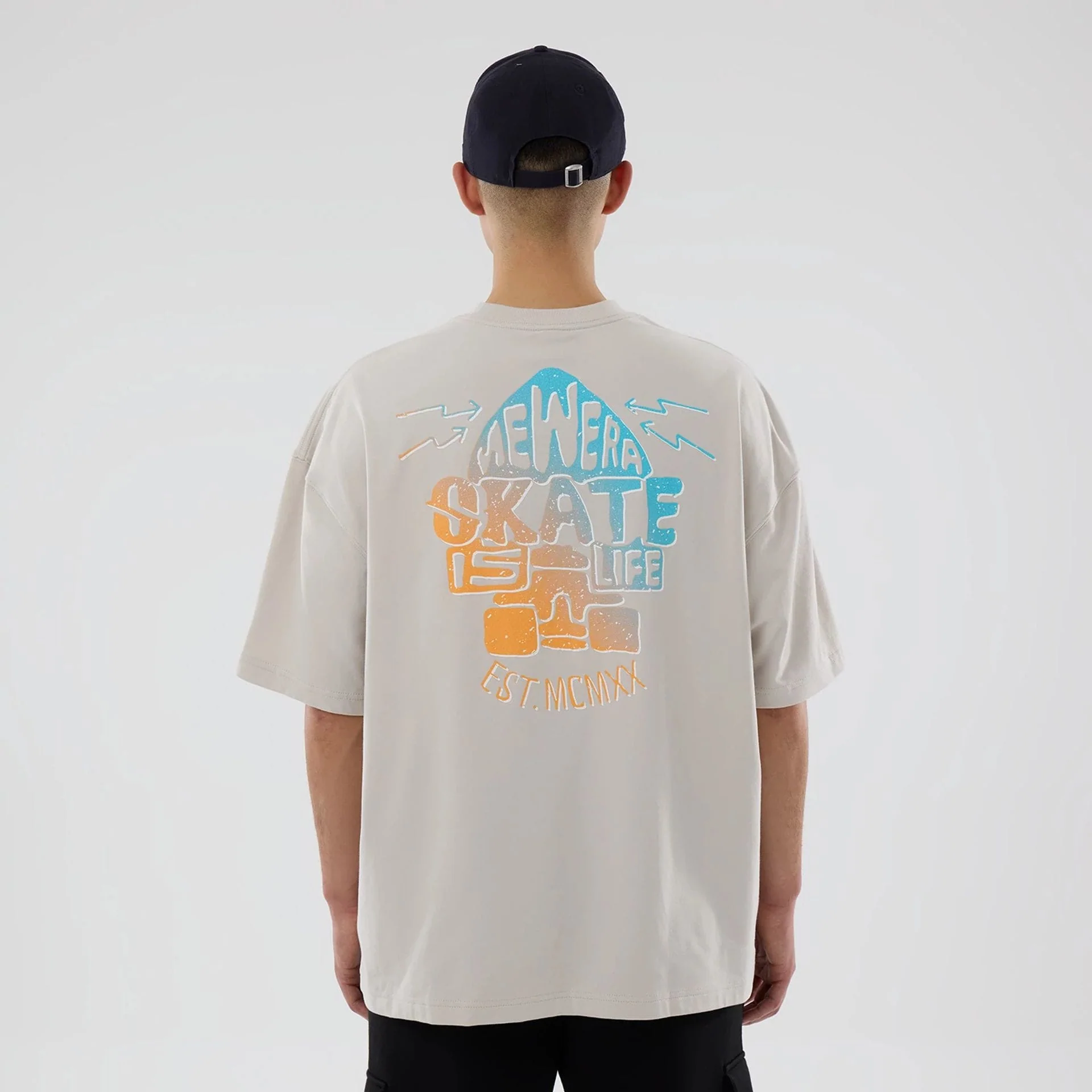 New Era Skate Is Life Graphic Cream Oversized T-Shirt - Image 2