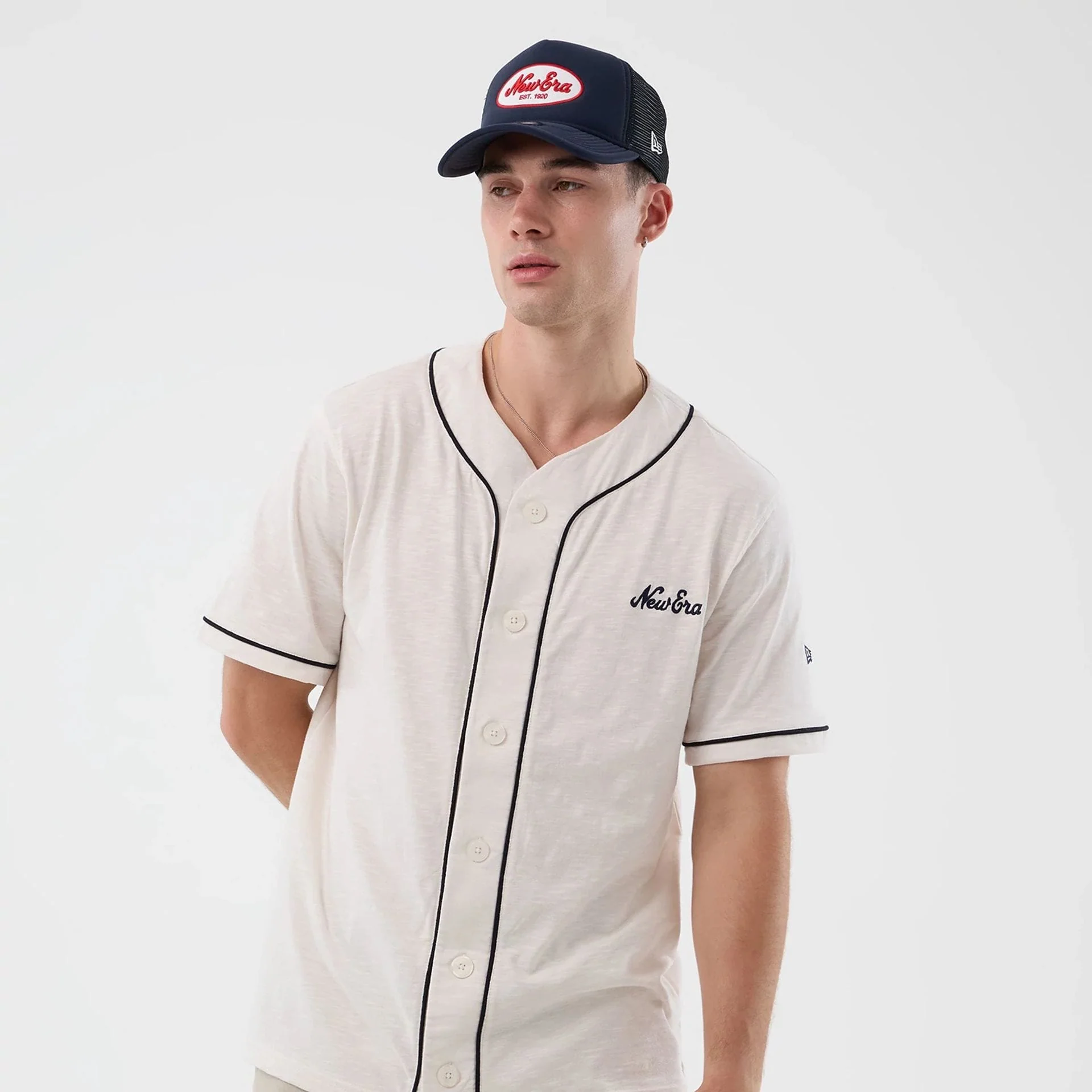 New Era Slub Open White Baseball Jersey - Image 3