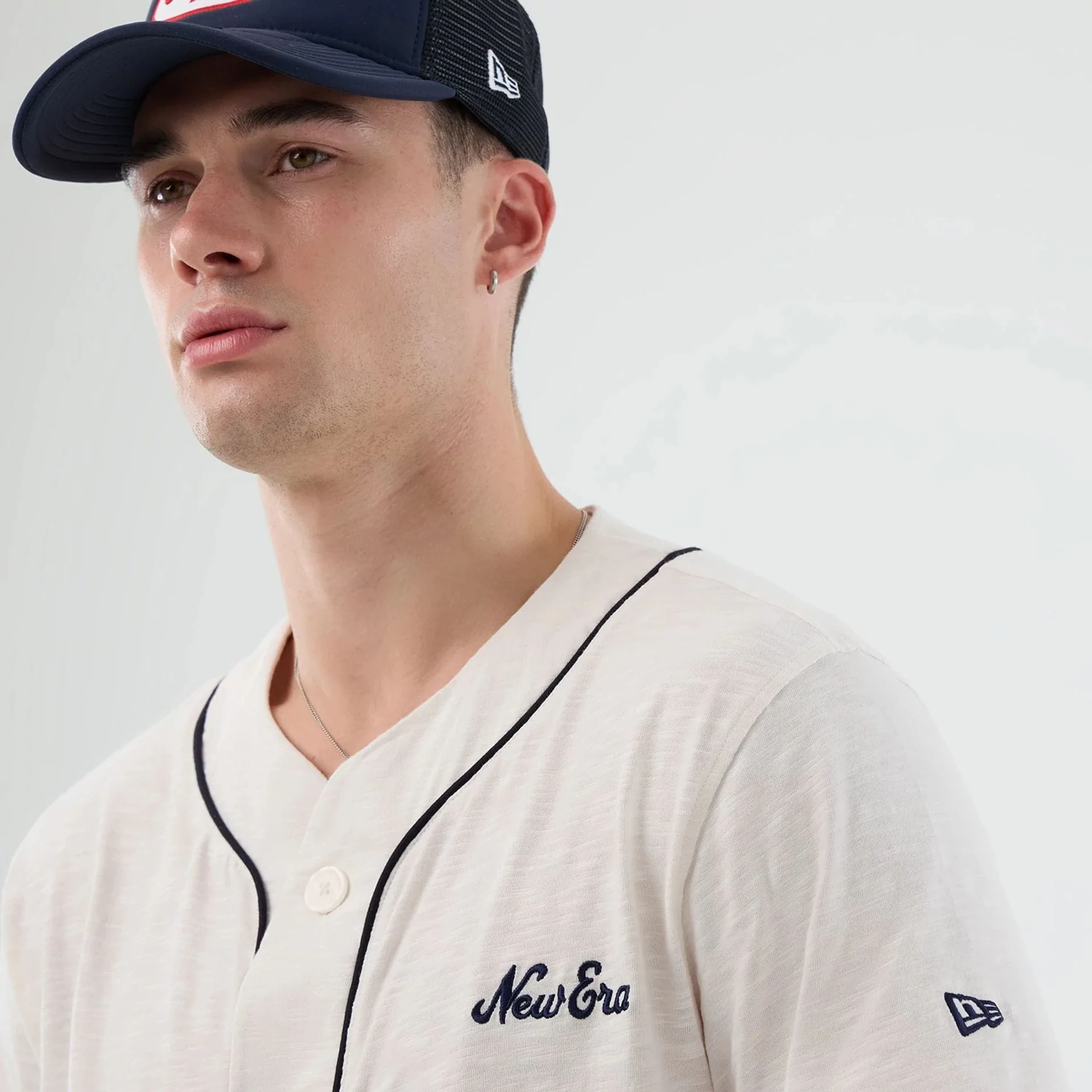 New Era Slub Open White Baseball Jersey - Image 4