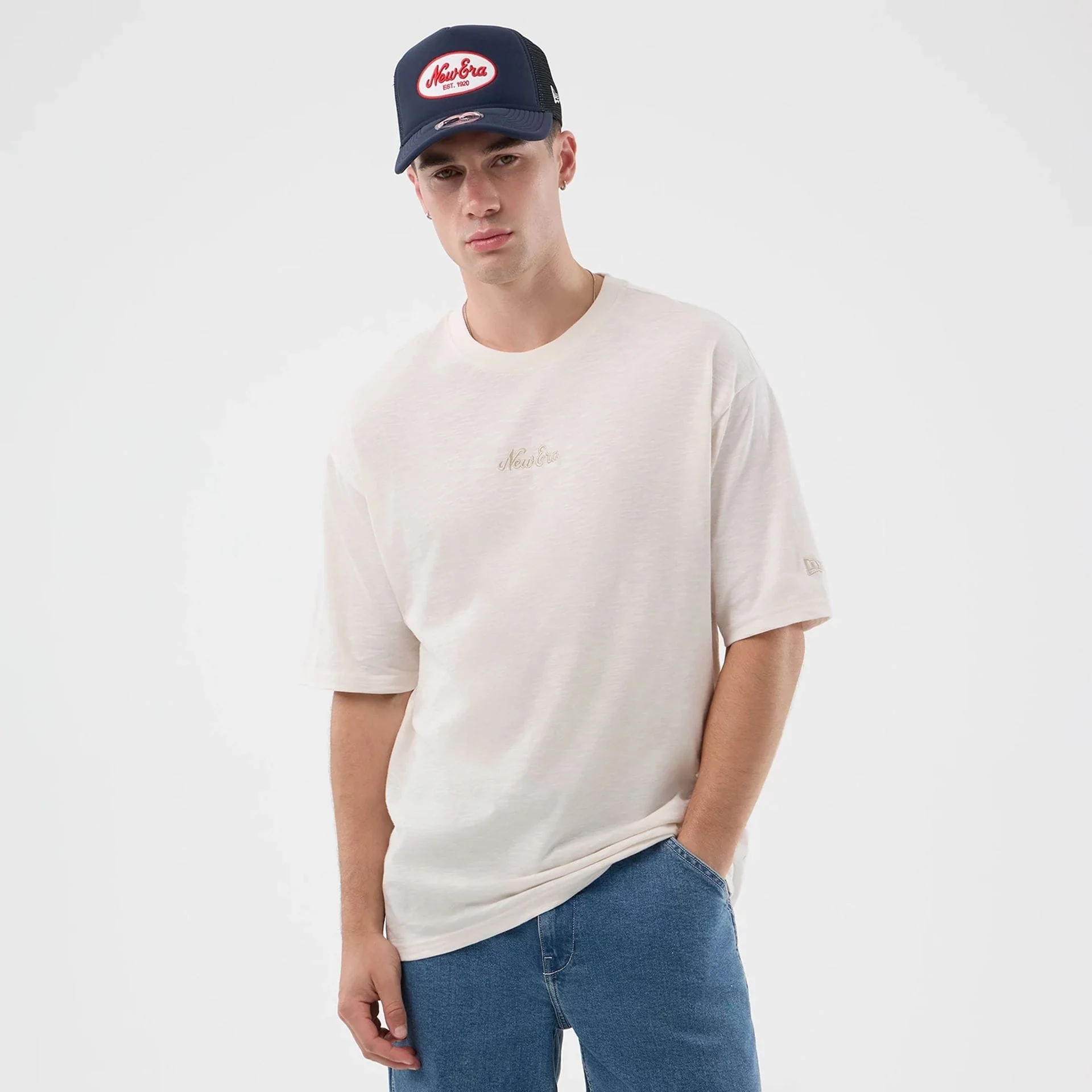 New Era Slub Open White Oversized T-Shirt - Image 7