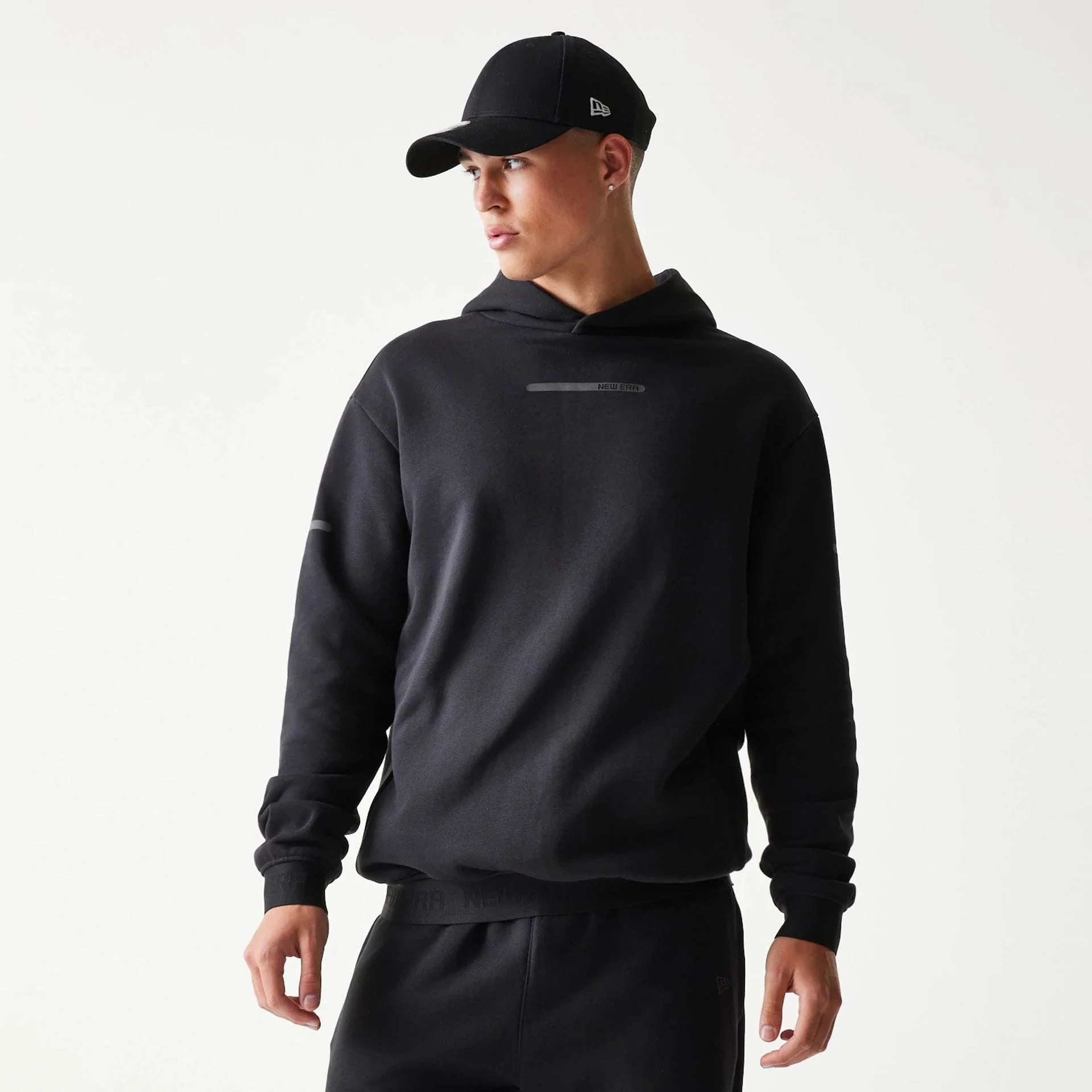New Era Tech Black Oversized Pullover Hoodie - Image 3